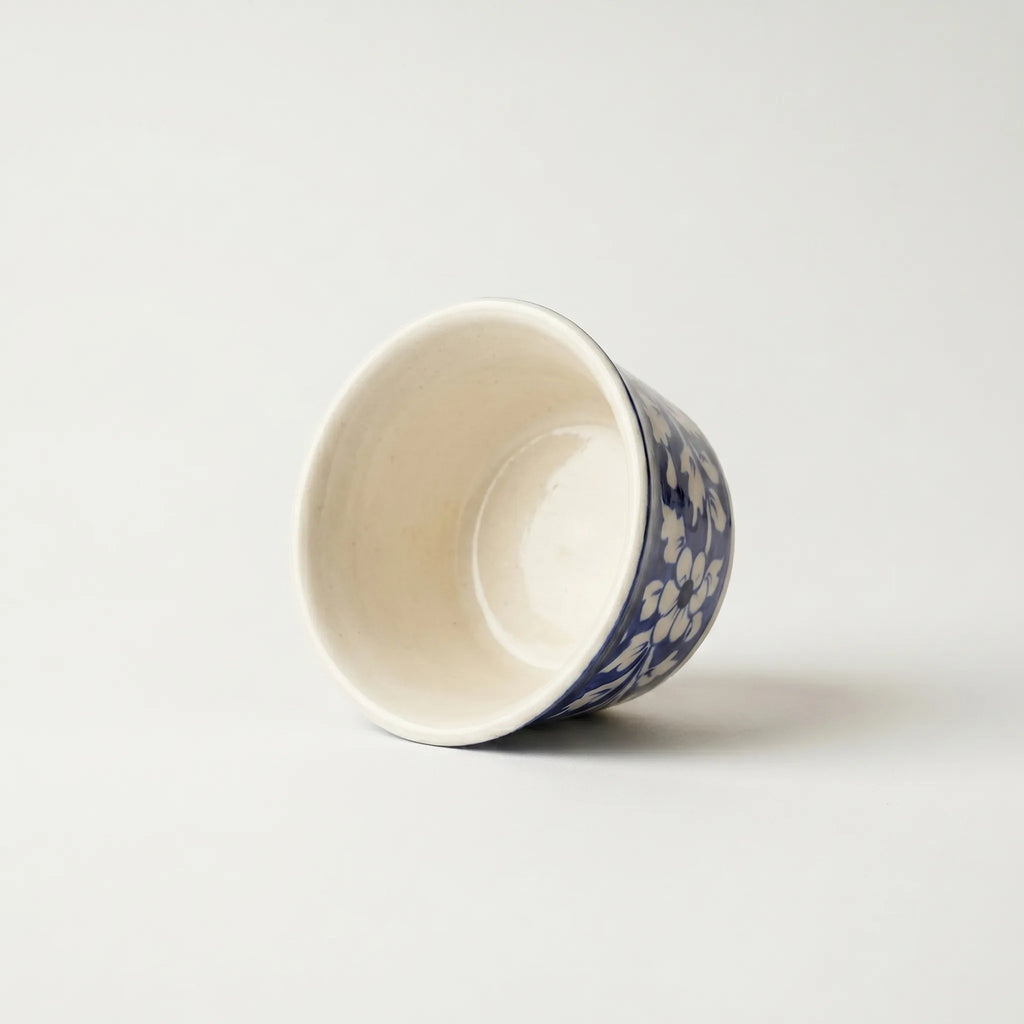 Small Blue Pottery Planter – 4” Ceramic Indoor Planter (Straight Rim Design)
