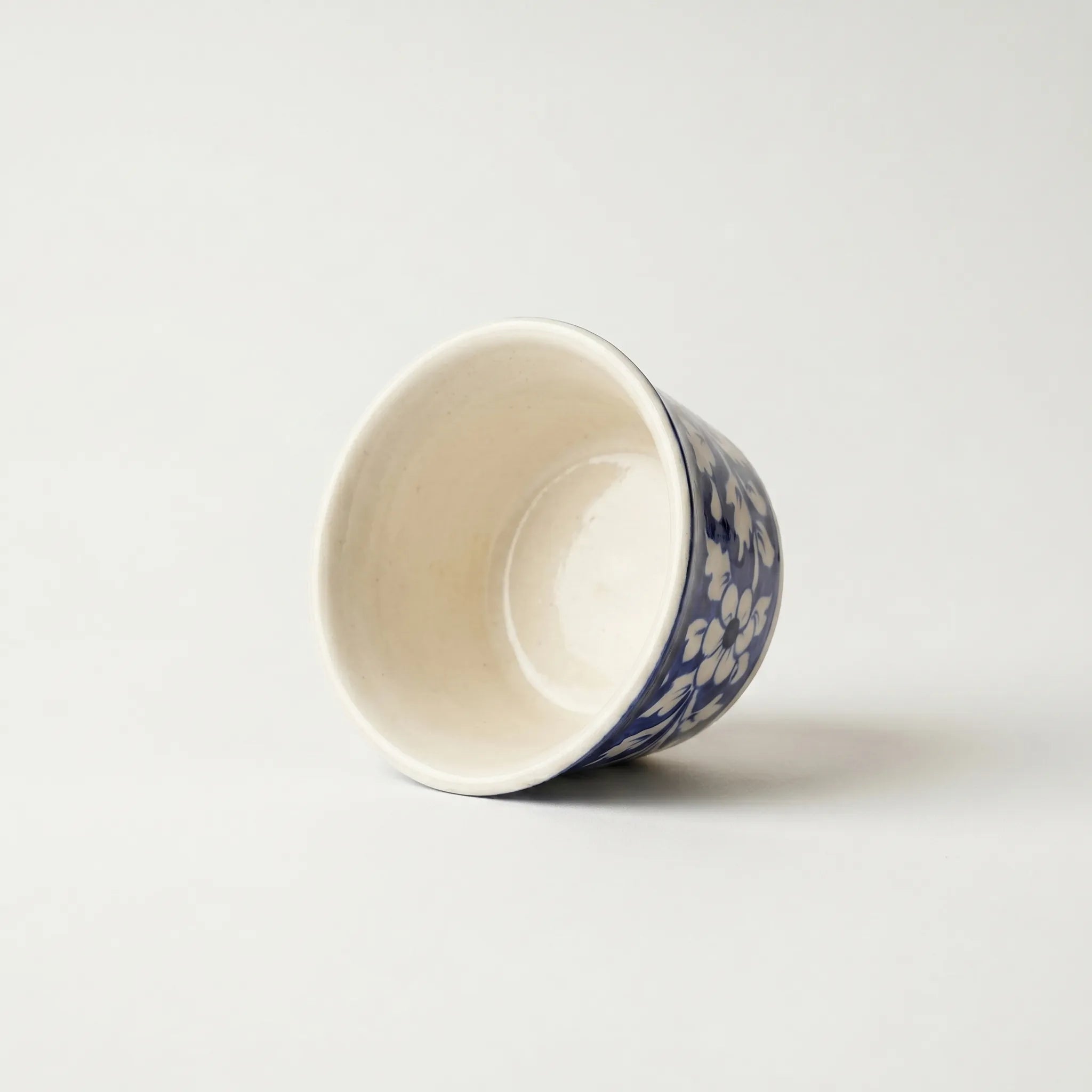 Small Blue Pottery Planter – 4” Ceramic Indoor Planter (Straight Rim Design)