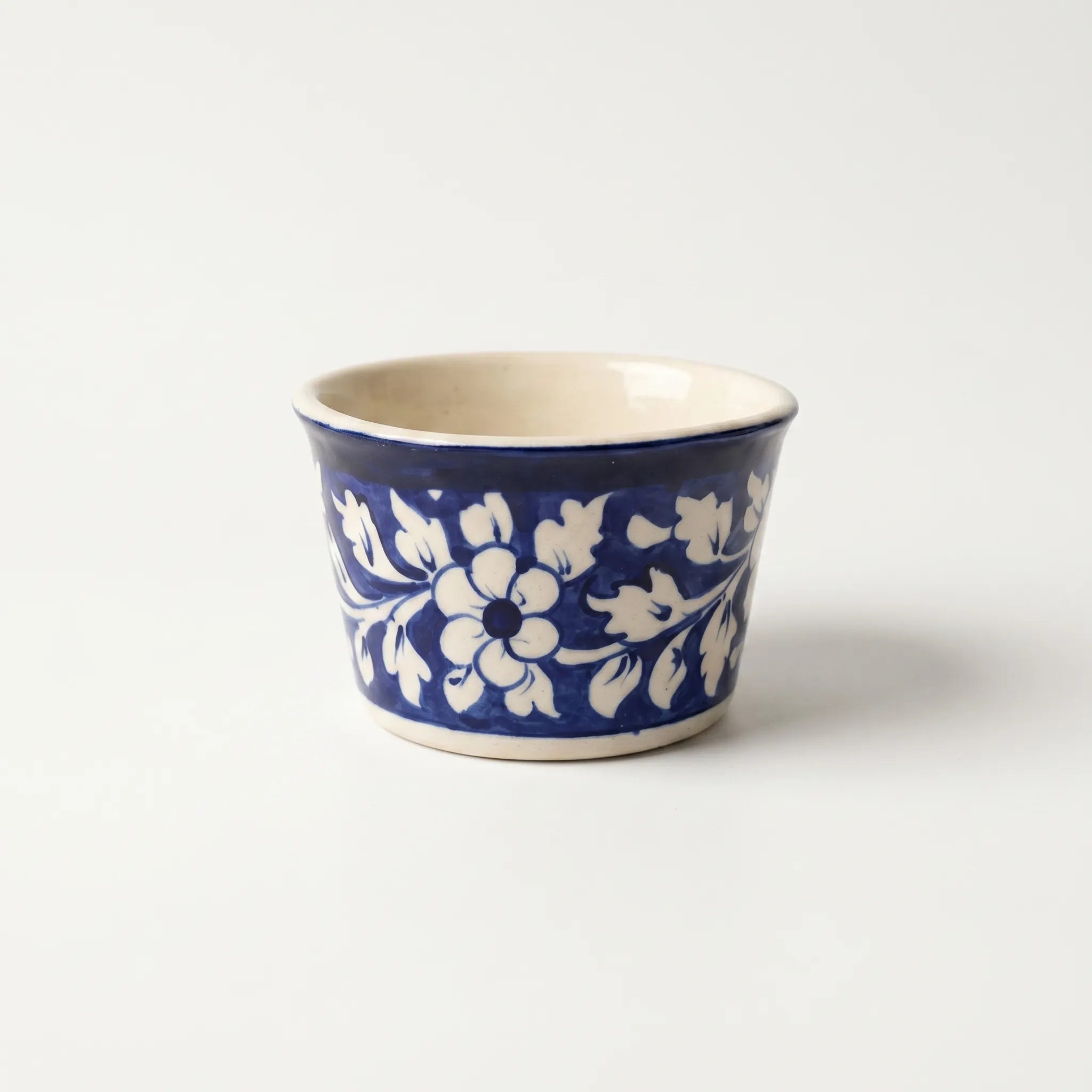 Small Blue Pottery Planter – 4” Ceramic Indoor Planter (Straight Rim Design)