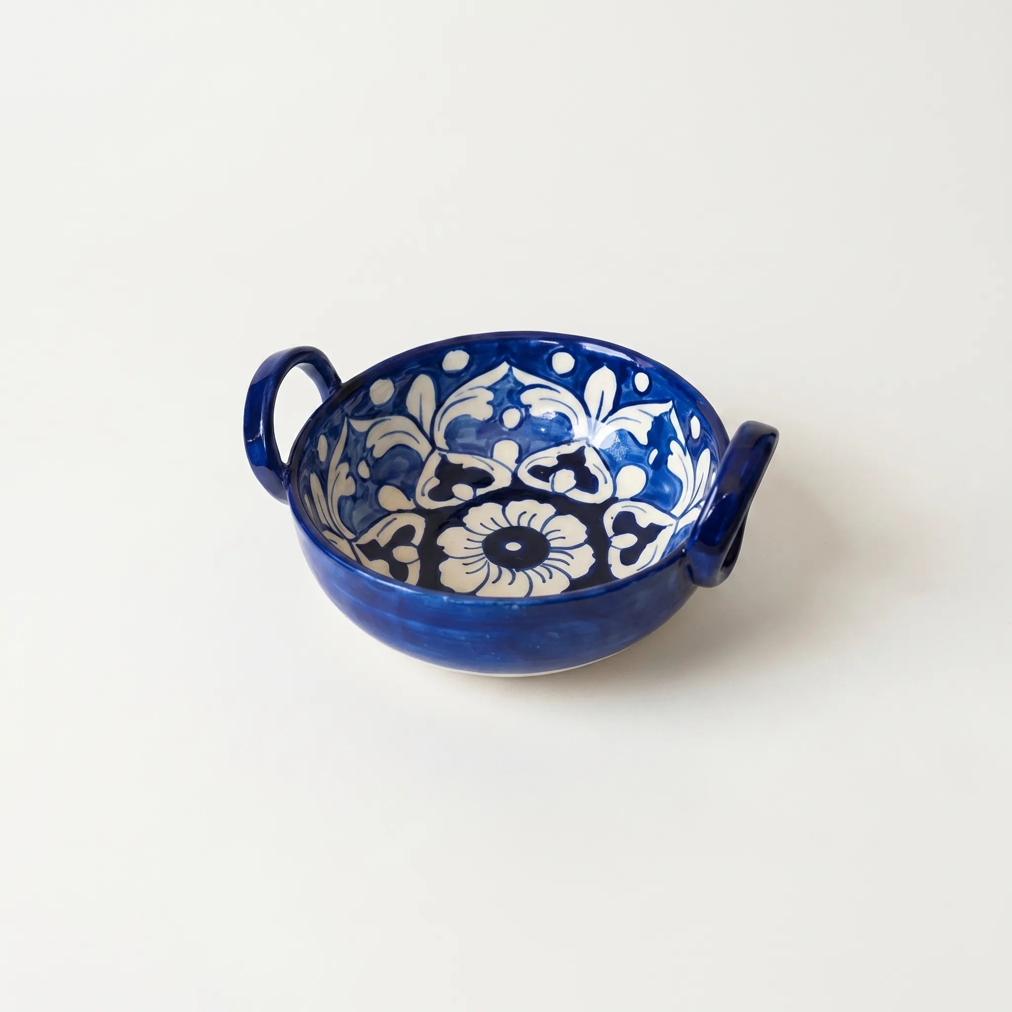 Multani Blue Pottery Mini Karahi – Handcrafted 5.5 Inch Ceramic Serving Bowl with Handles (1.5 Inch Deep)