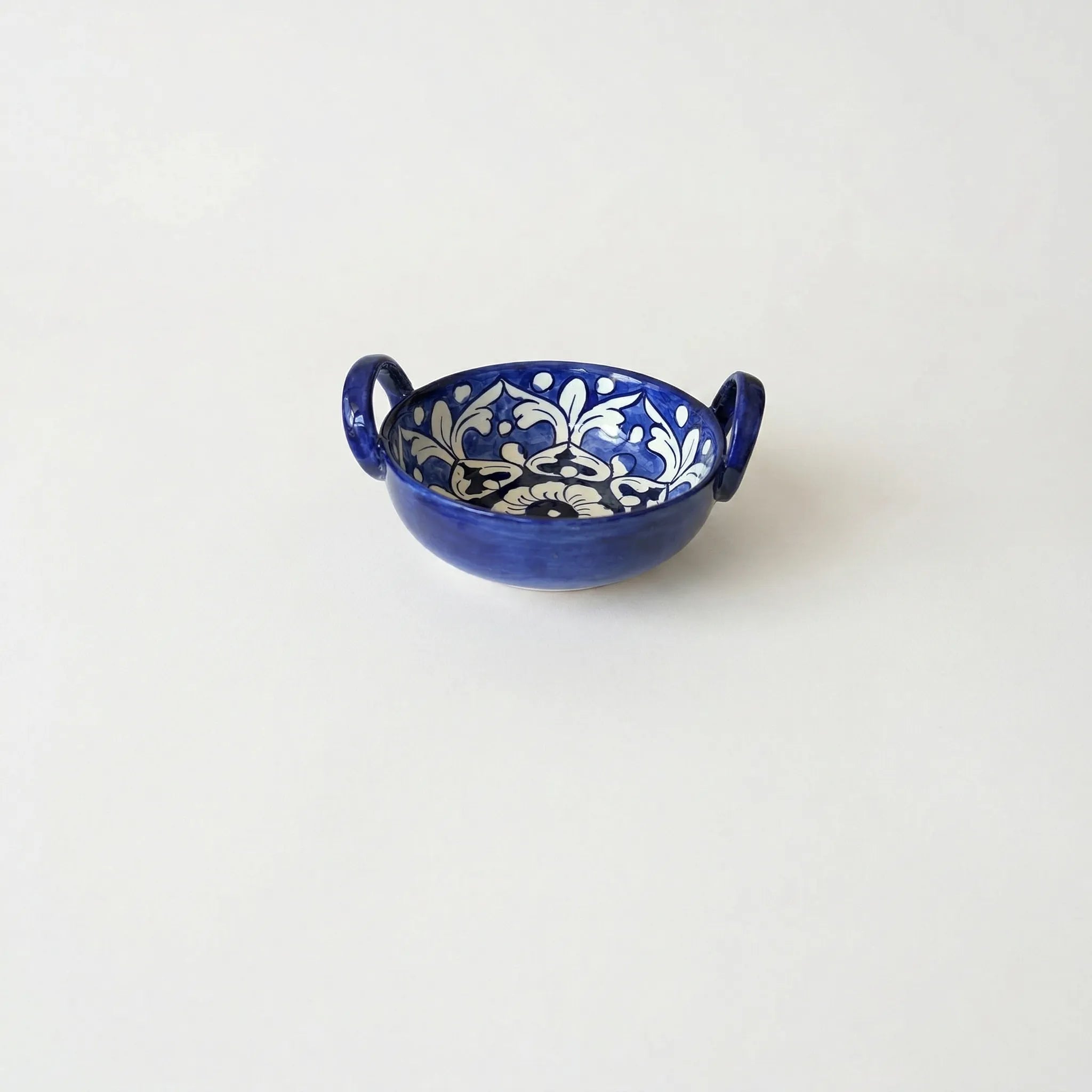 Multani Blue Pottery Mini Karahi – Handcrafted 5.5 Inch Ceramic Serving Bowl with Handles (1.5 Inch Deep)