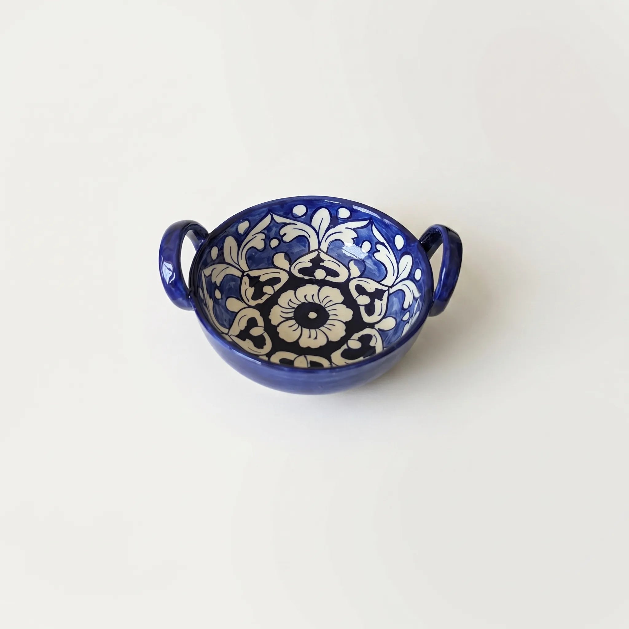 Multani Blue Pottery Mini Karahi – Handcrafted 5.5 Inch Ceramic Serving Bowl with Handles (1.5 Inch Deep)
