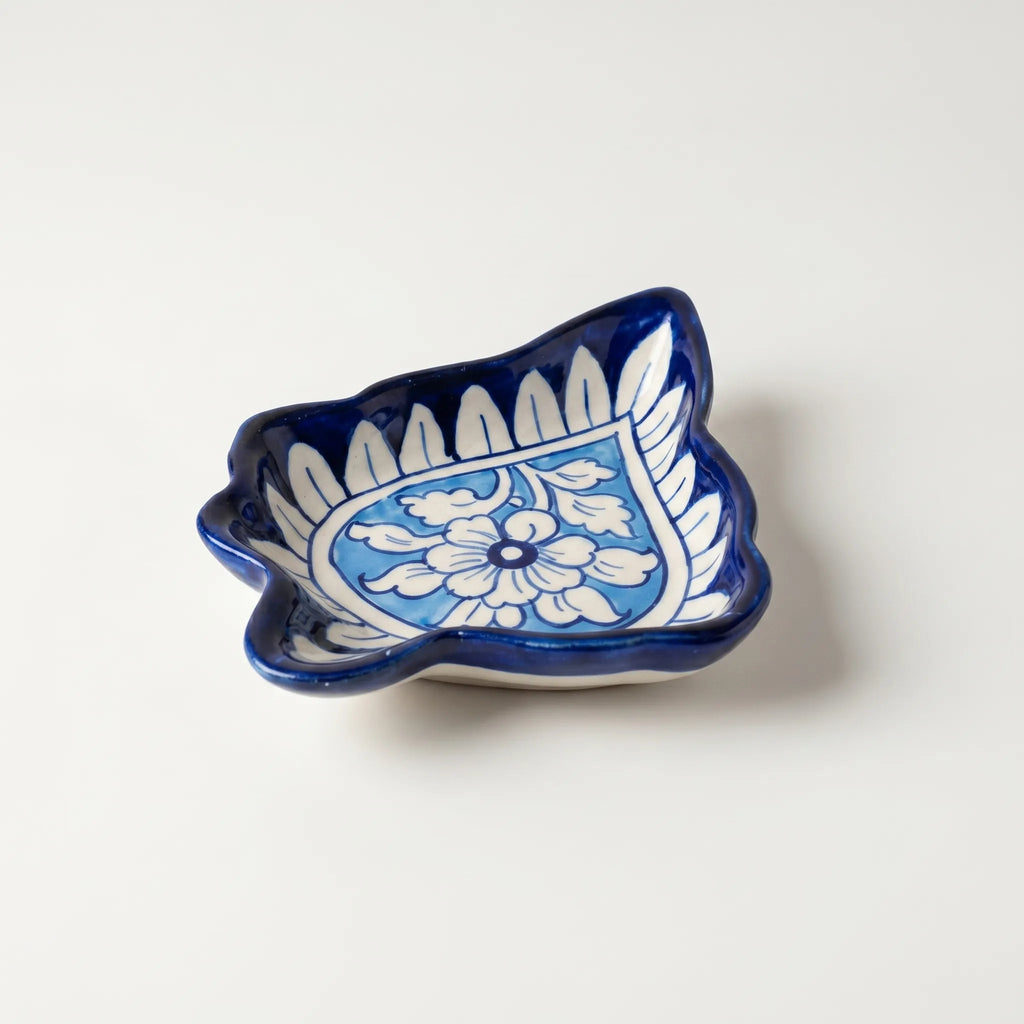 Multani Blue Pottery Decorative Serving Dish – Handcrafted Ceramic Snack & Trinket Dish (7 x 6 Inch, 1 Inch Deep)