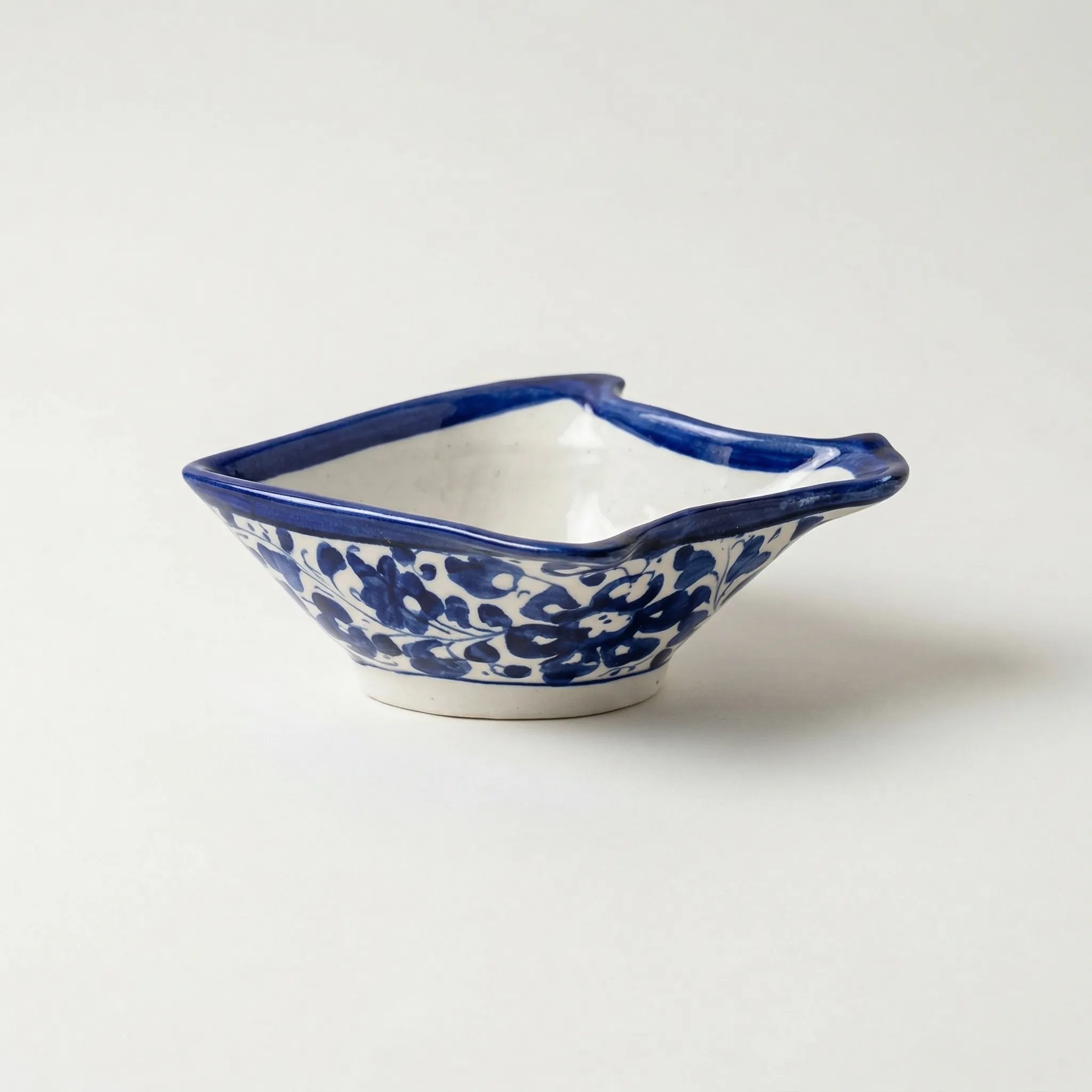 Blue Pottery Fish-Shaped Bowl - Cream Center - Serena Design