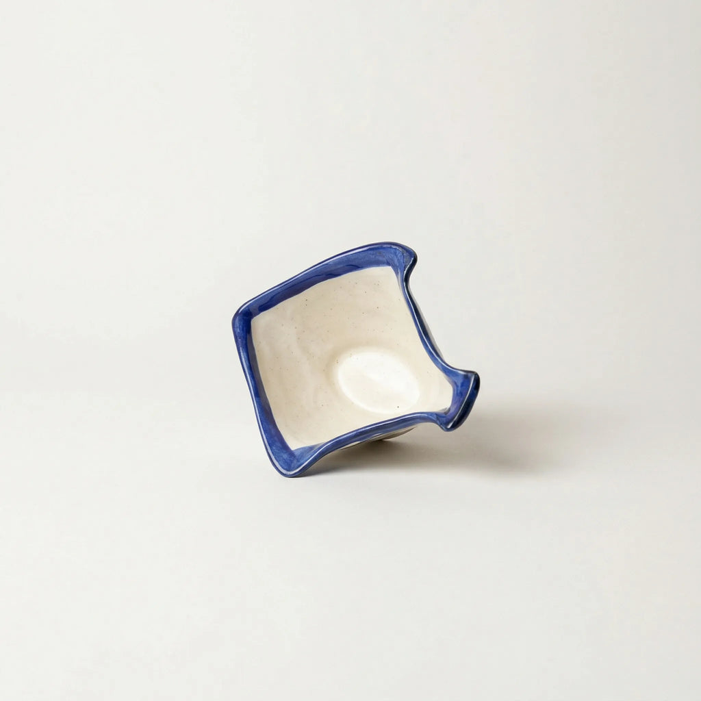 Blue Pottery Fish-Shaped Bowl - Cream Center - Serena Design