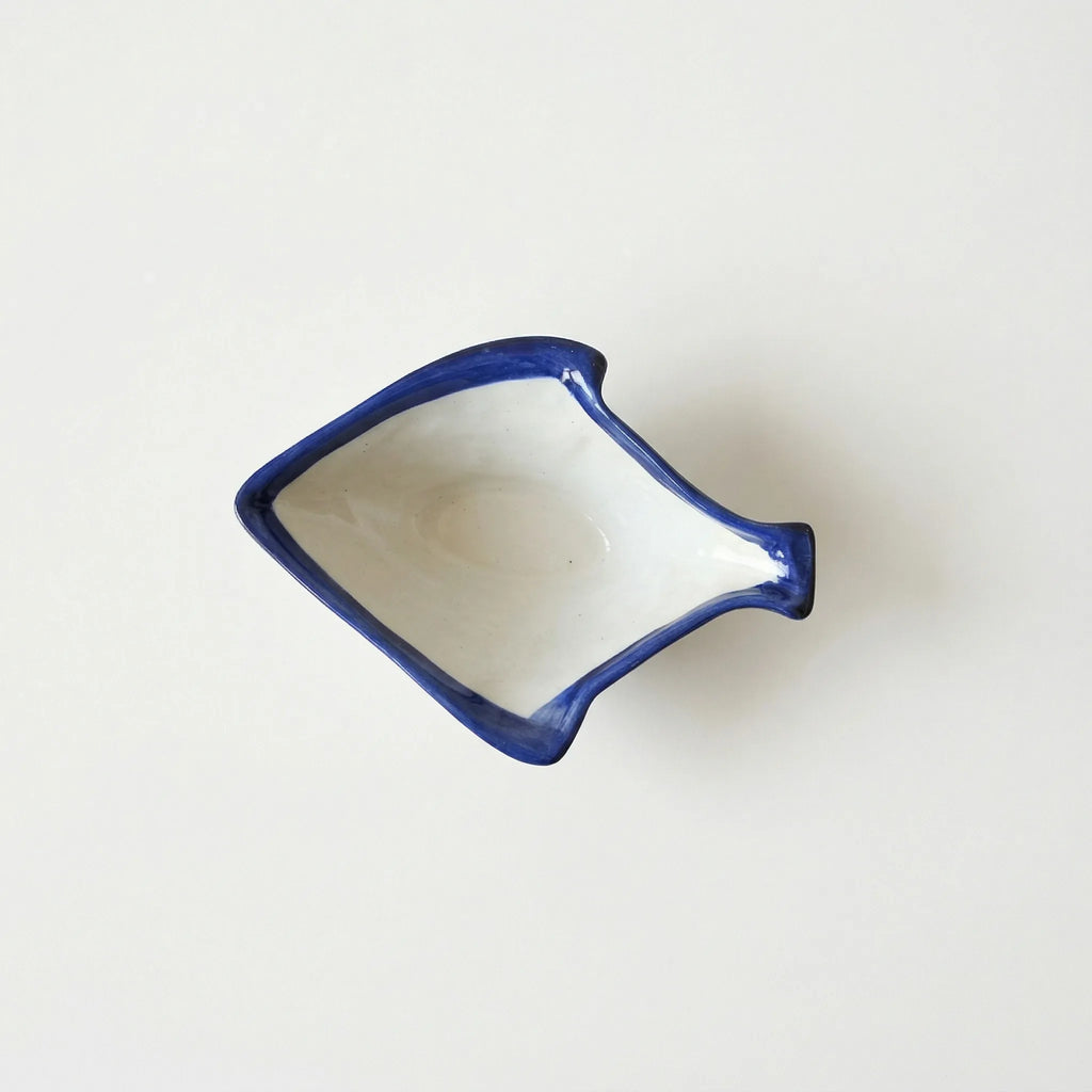 Blue Pottery Fish-Shaped Bowl - Cream Center - Serena Design