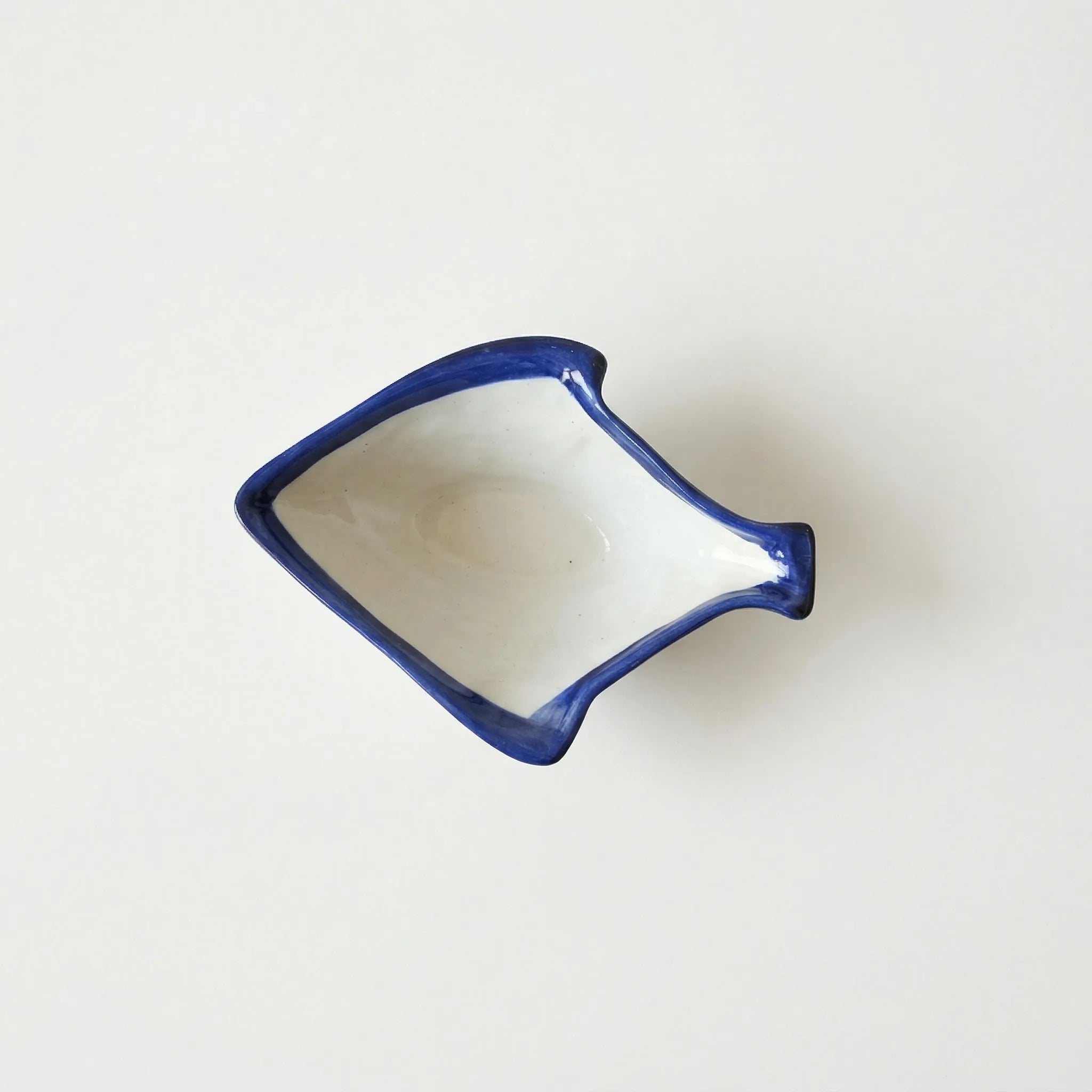Blue Pottery Fish-Shaped Bowl - Cream Center - Serena Design