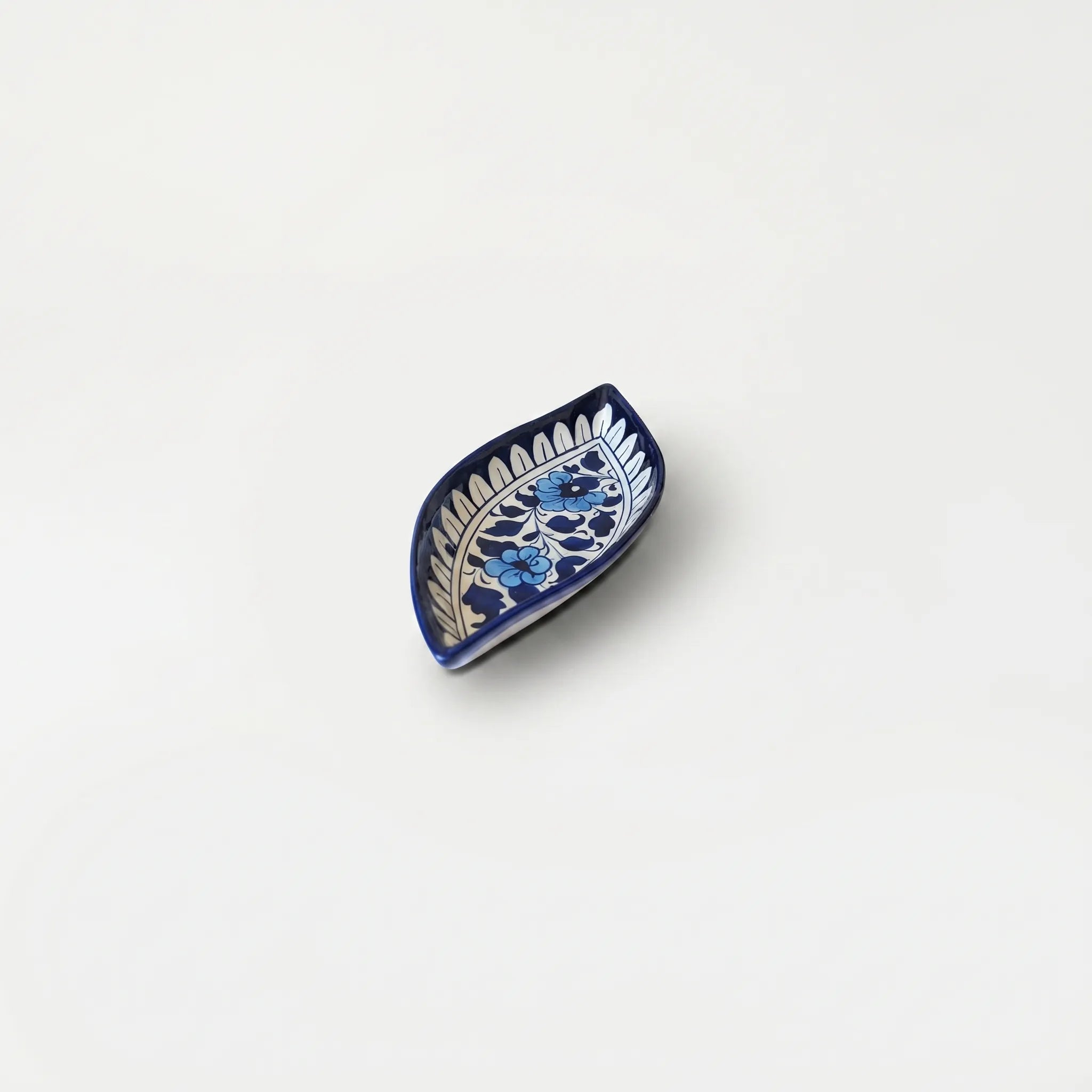Multani Blue Pottery Boat Shaped Serving Dish – Hand-Painted Ceramic Snack Dish (9 Inch)