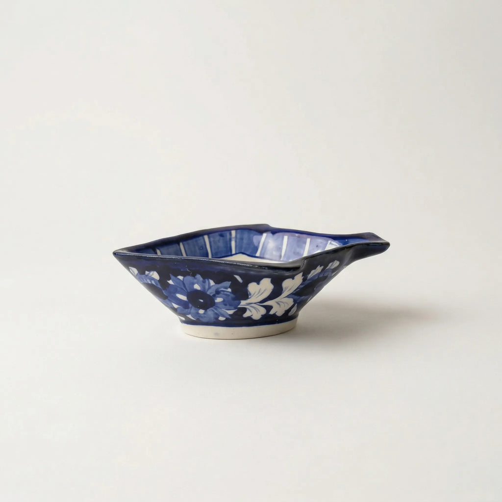 Blue Pottery Fish-Shaped Bowl - Dark Blue