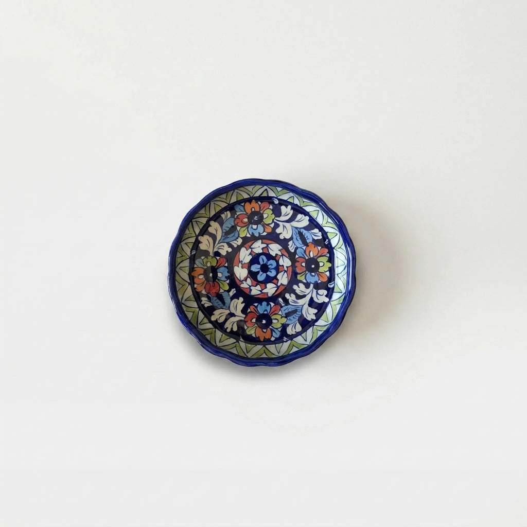 Multani Blue Pottery Apple Pie Dish – Handcrafted 8 Inch Ceramic Serving Dish with Geometric Floral Design (2 Inch Deep)
