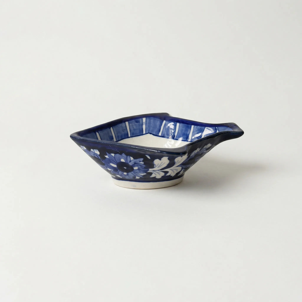 Blue Pottery Fish-Shaped Bowl - Dark Blue