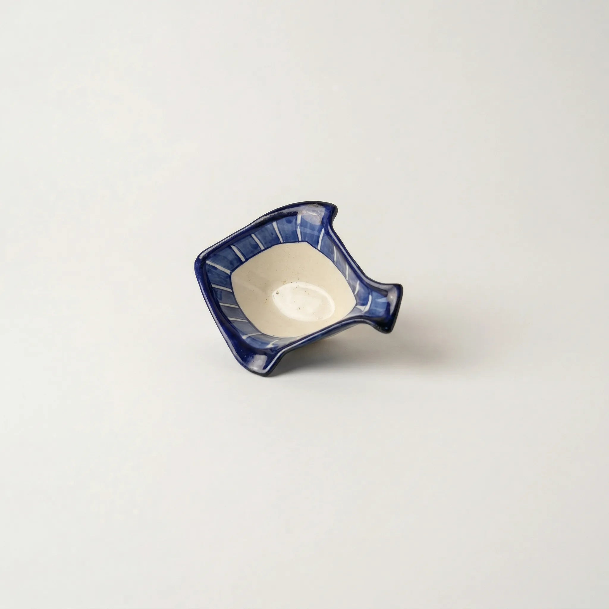Blue Pottery Fish-Shaped Bowl - Dark Blue