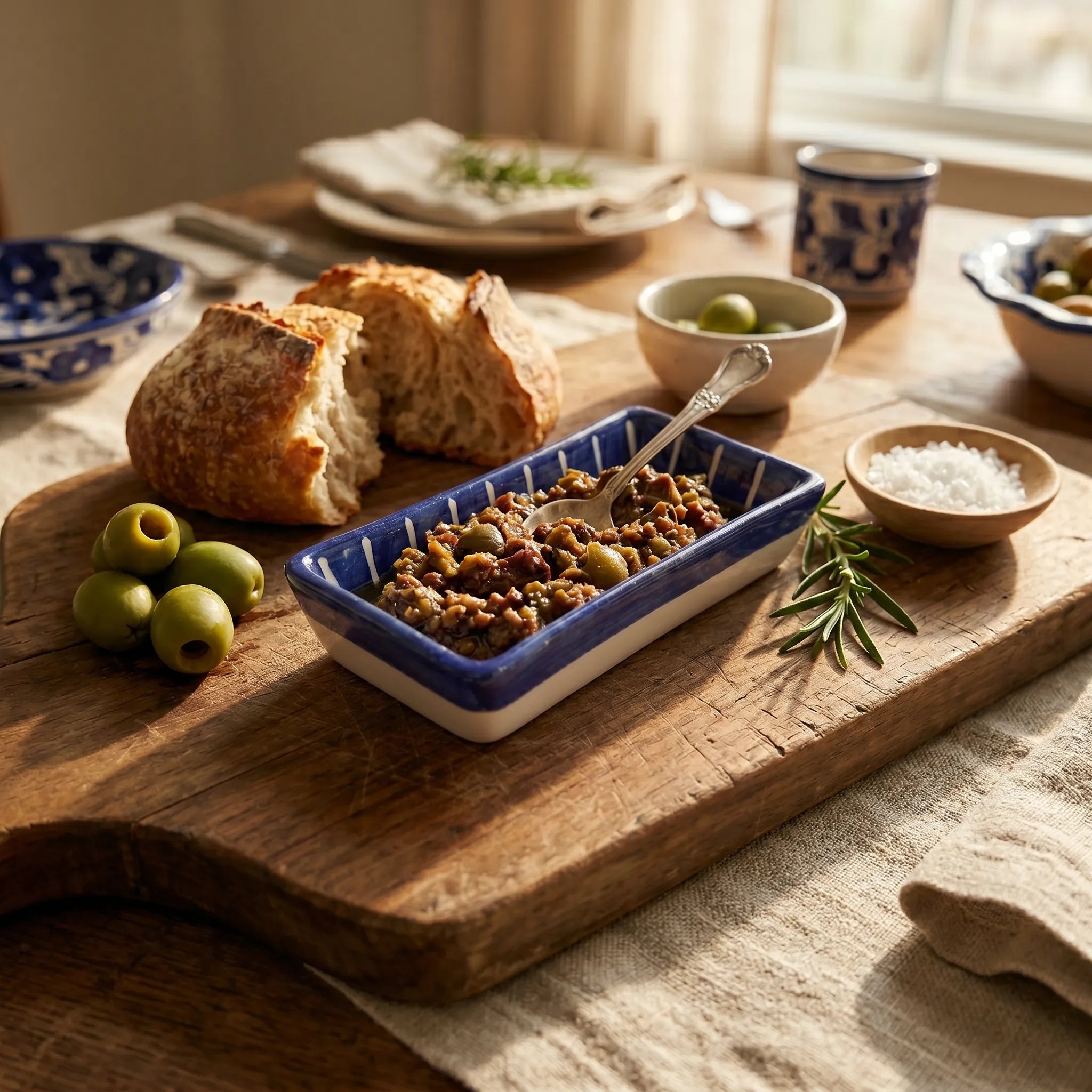 Multani Blue Pottery Rectangular Serving Dish – Hand-Painted Deep Blue Floral Ceramic Snack Tray (8 Inch)