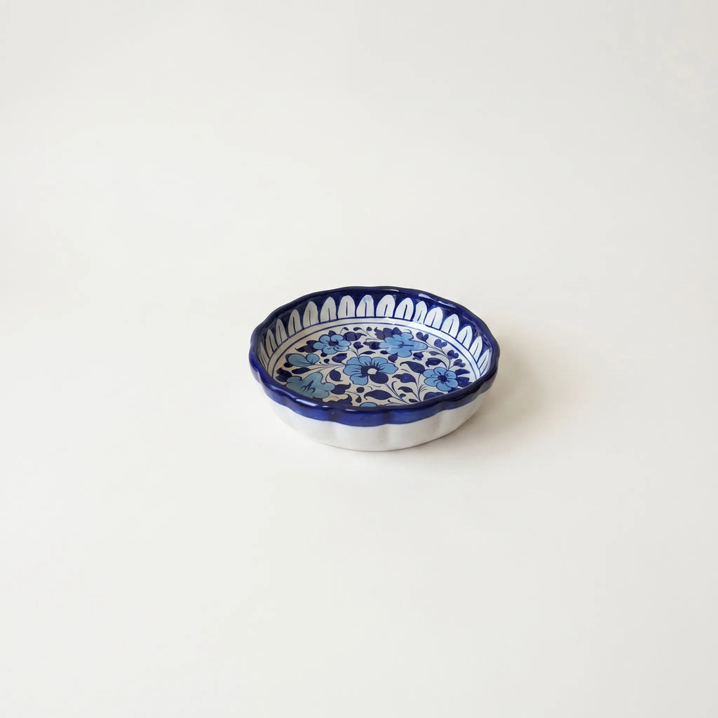 Multani Blue Pottery Apple Pie Dish – Handcrafted 8 Inch Ceramic Serving Dish with Classic Blue Floral Design (2 Inch Deep)