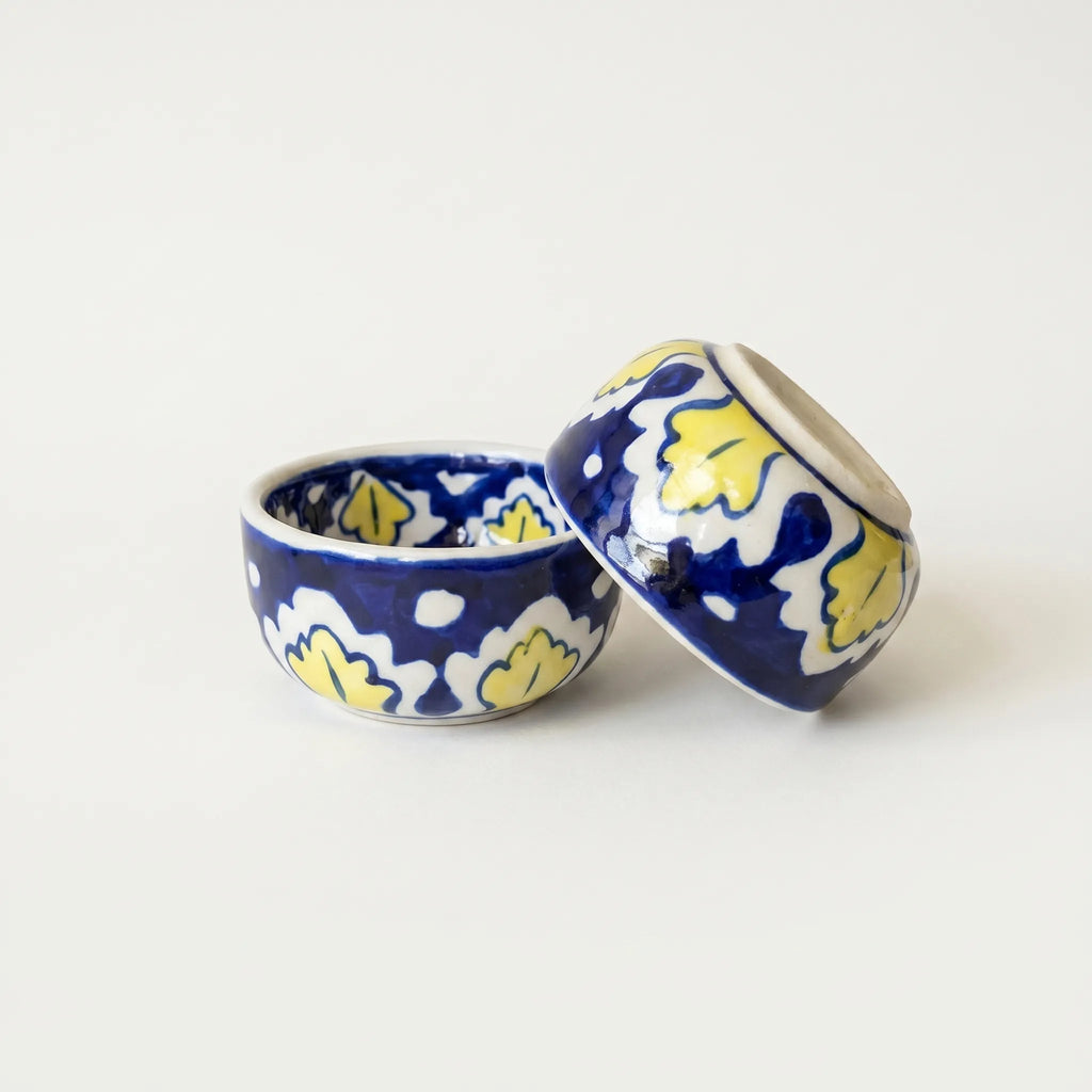 Blue Pottery Floral Multicolor Small Serving Bowl - 3 Inch