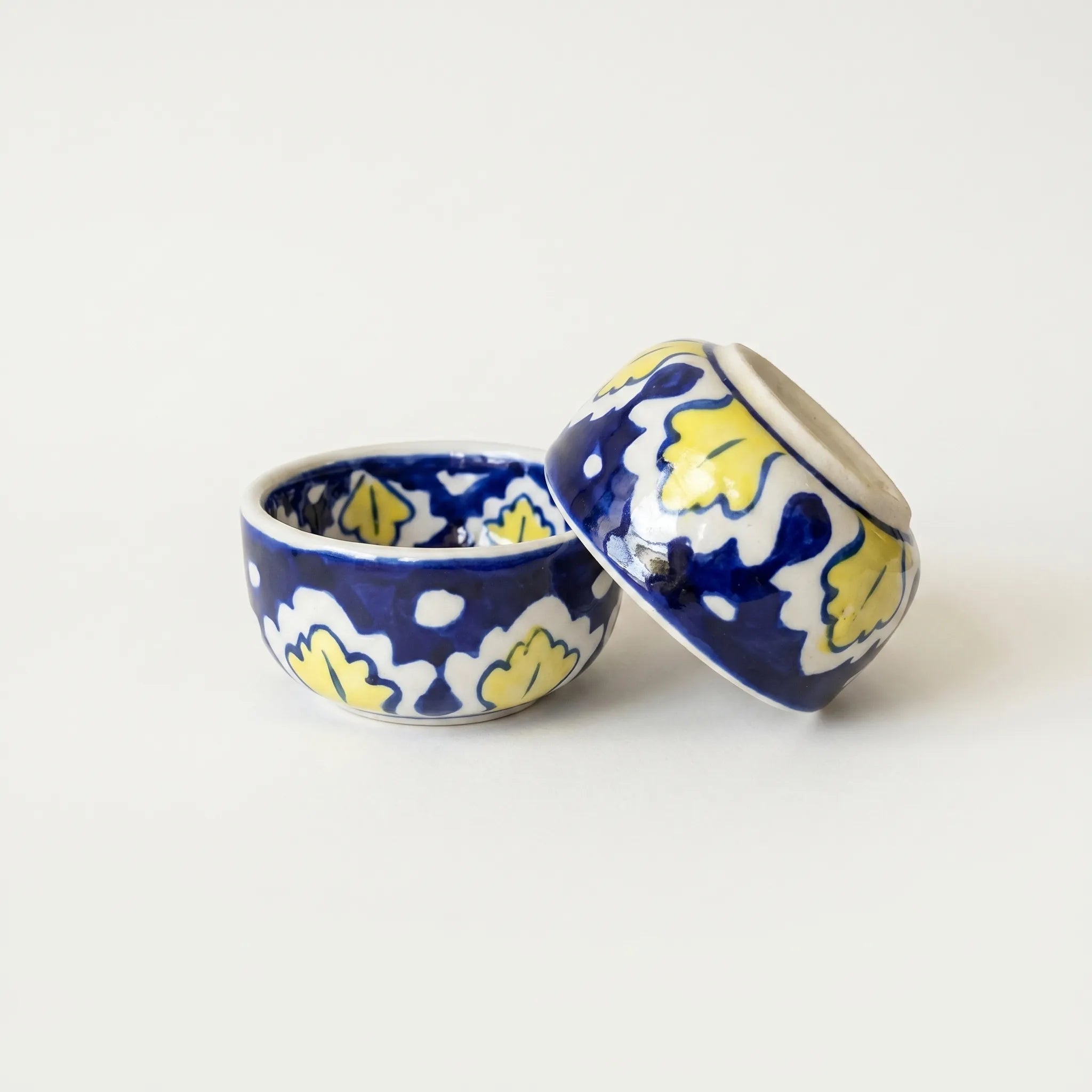 Blue Pottery Floral Multicolor Small Serving Bowl - 3 Inch