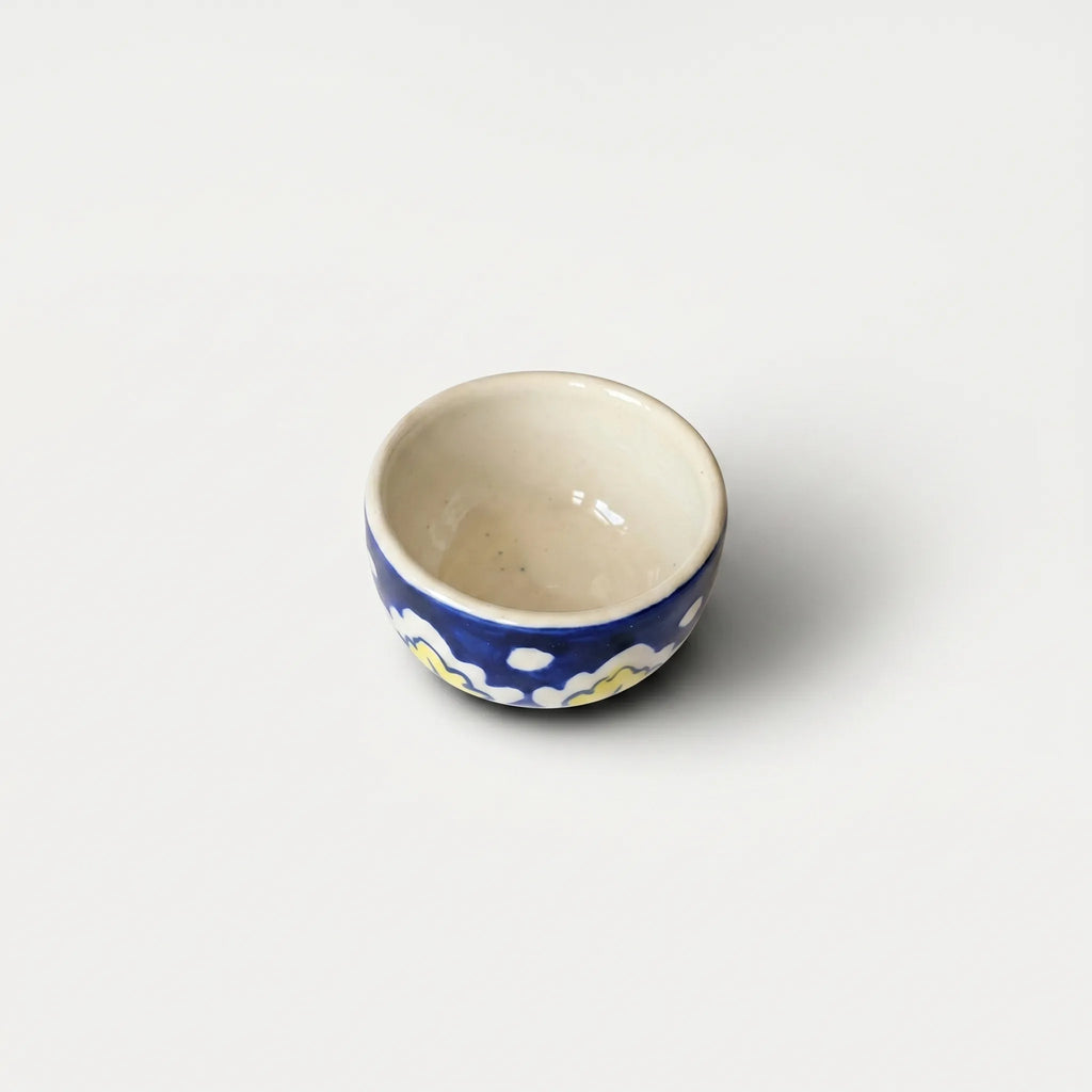 Blue Pottery Floral Multicolor Small Serving Bowl - 3 Inch