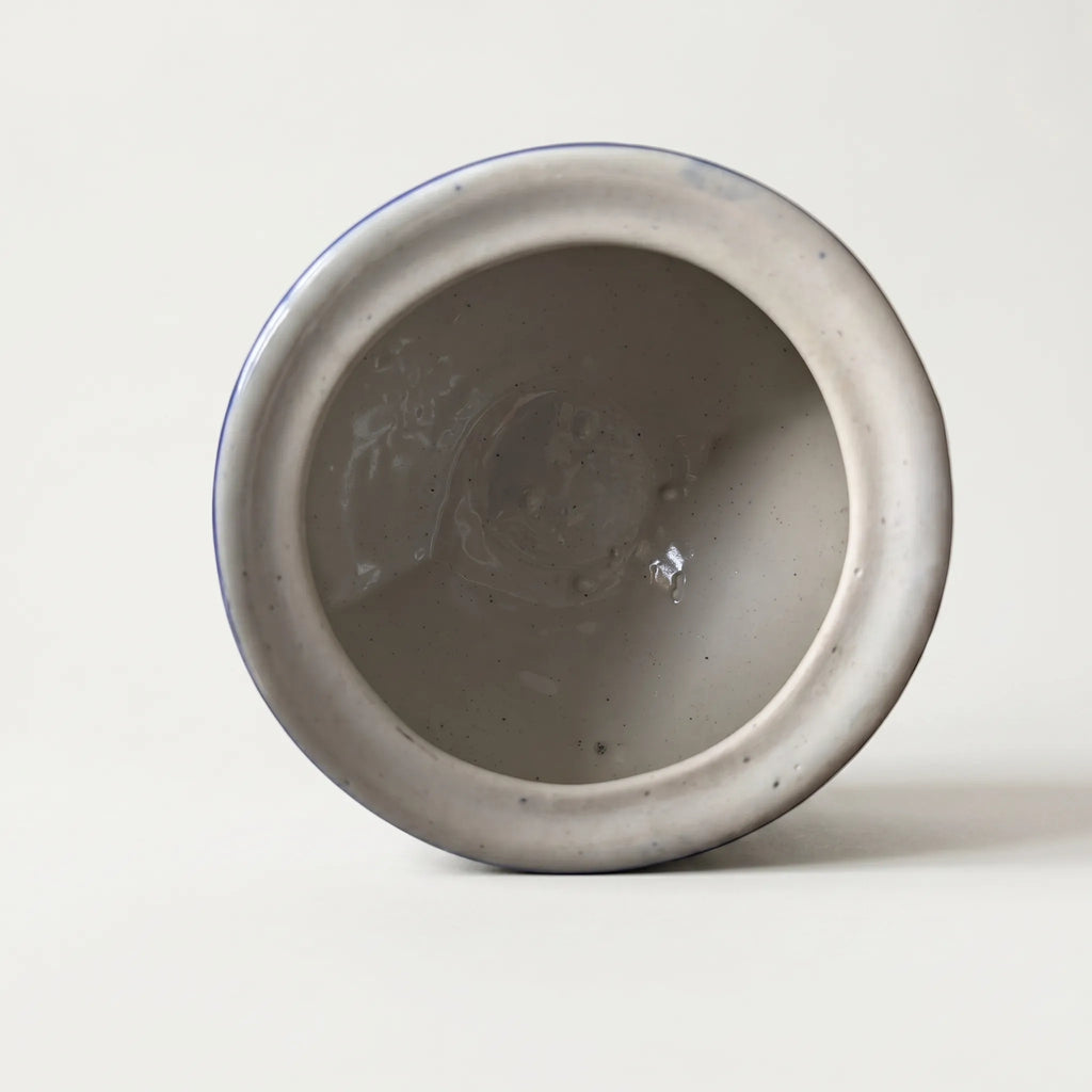 Blue Pottery Handi Serving Pot – 8” Ceramic Casserole with Lid (Cobalt Floral Design)