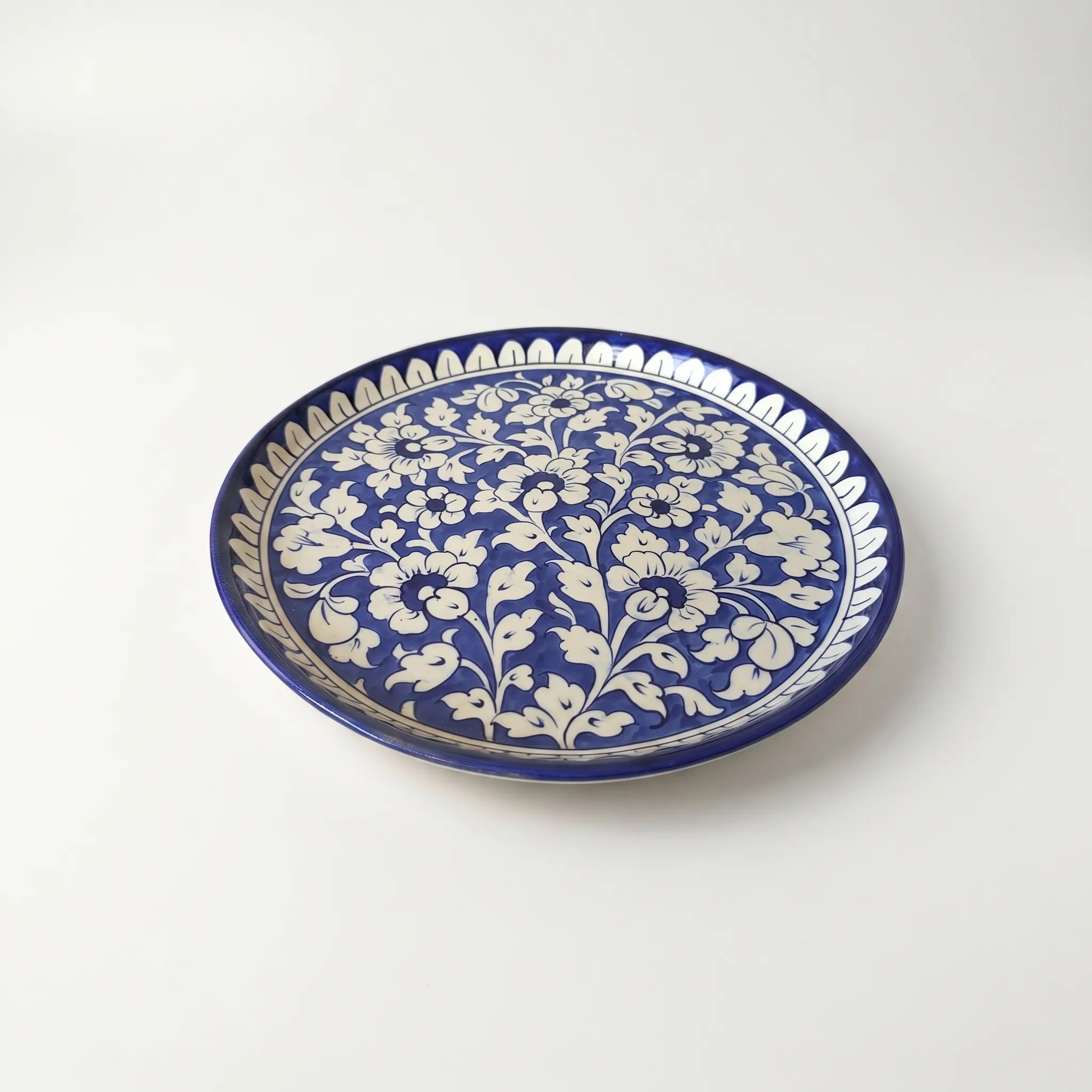Blue Pottery 10 inch Pizza Serving Platter Authentic Multani Handmade Ceramic