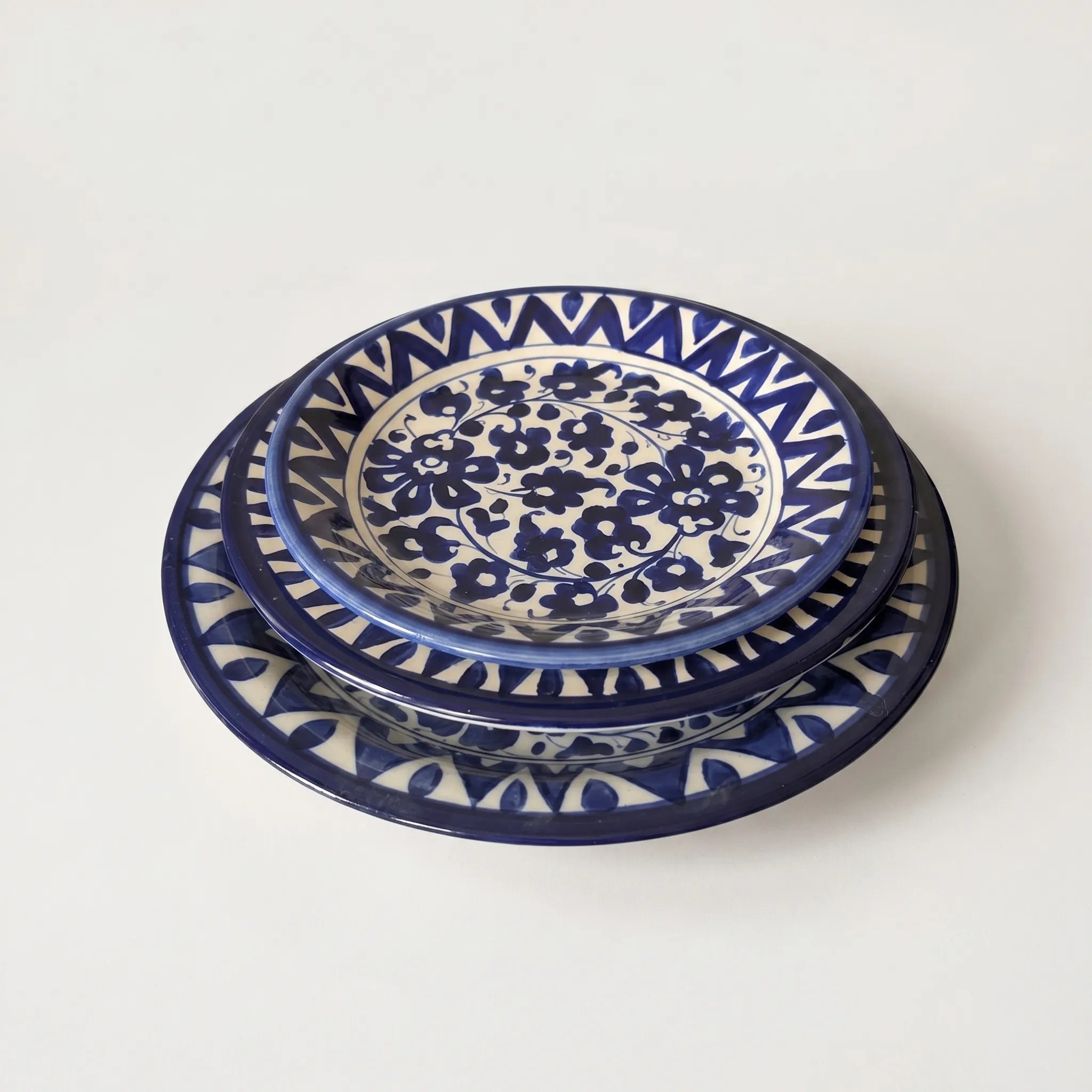 Blue Pottery Dinner Plate – Hand-Painted Ceramic Plates (8", 9" & 10")