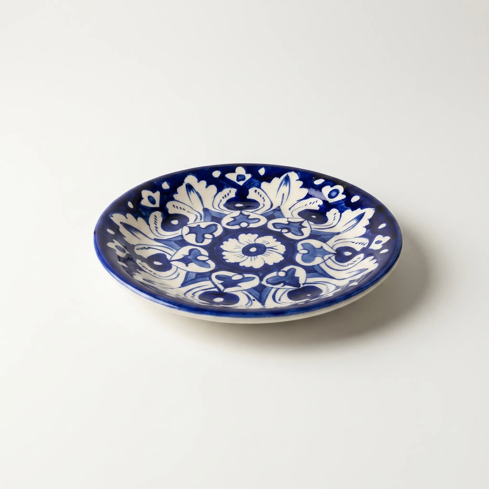 Blue Pottery Dinner Plate – Hand-Painted Floral Ceramic Plate (8, 9, 10 Inches)