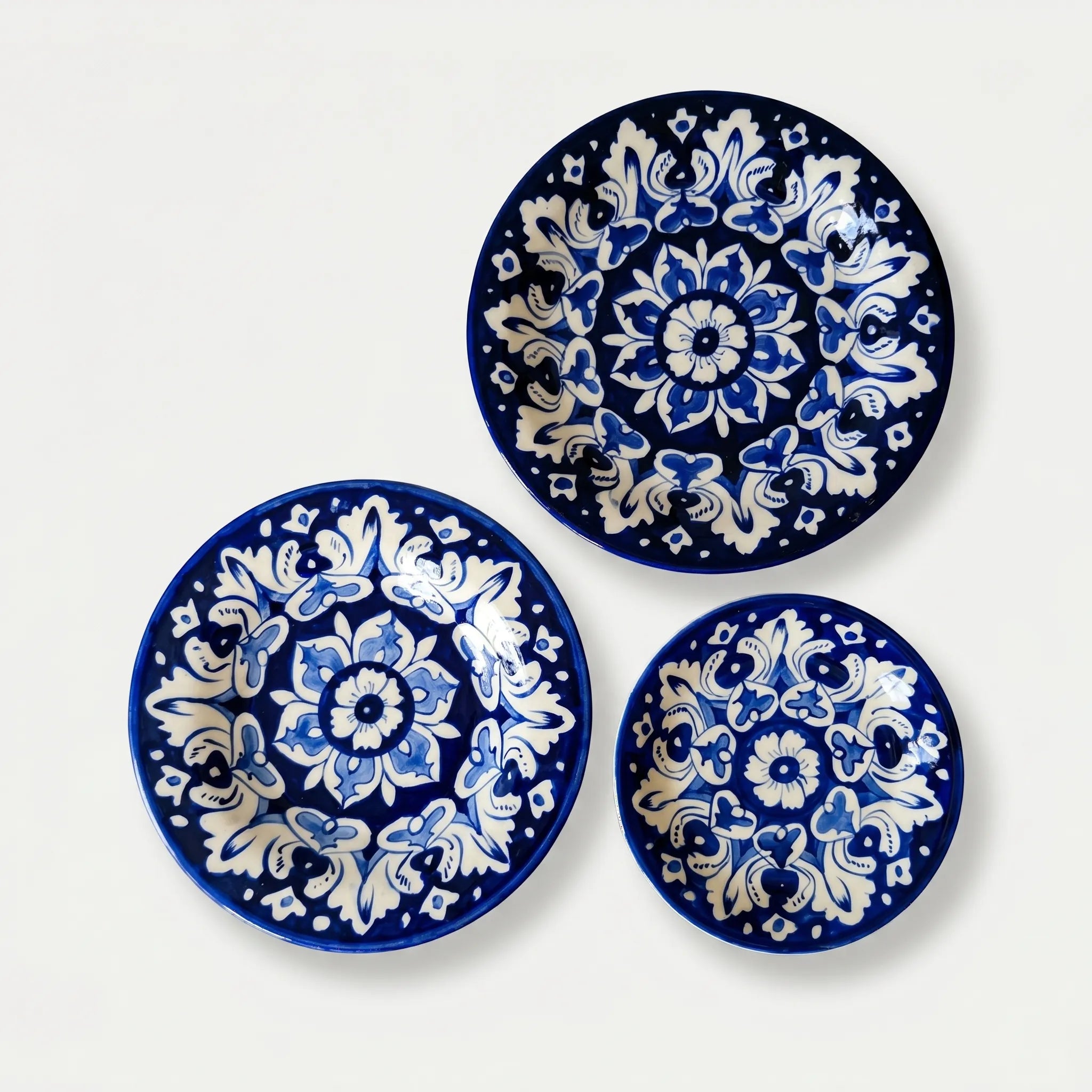 Blue Pottery Dinner Plate – Hand-Painted Floral Ceramic Plate (8, 9, 10 Inches)