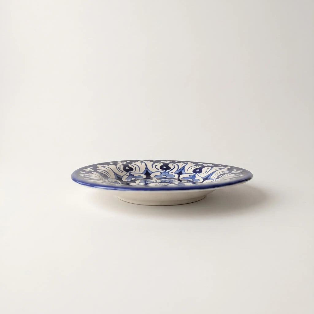 Blue Pottery Dinner Plate – Hand-Painted Floral Ceramic Plate Design (8, 9, 10 Inches)