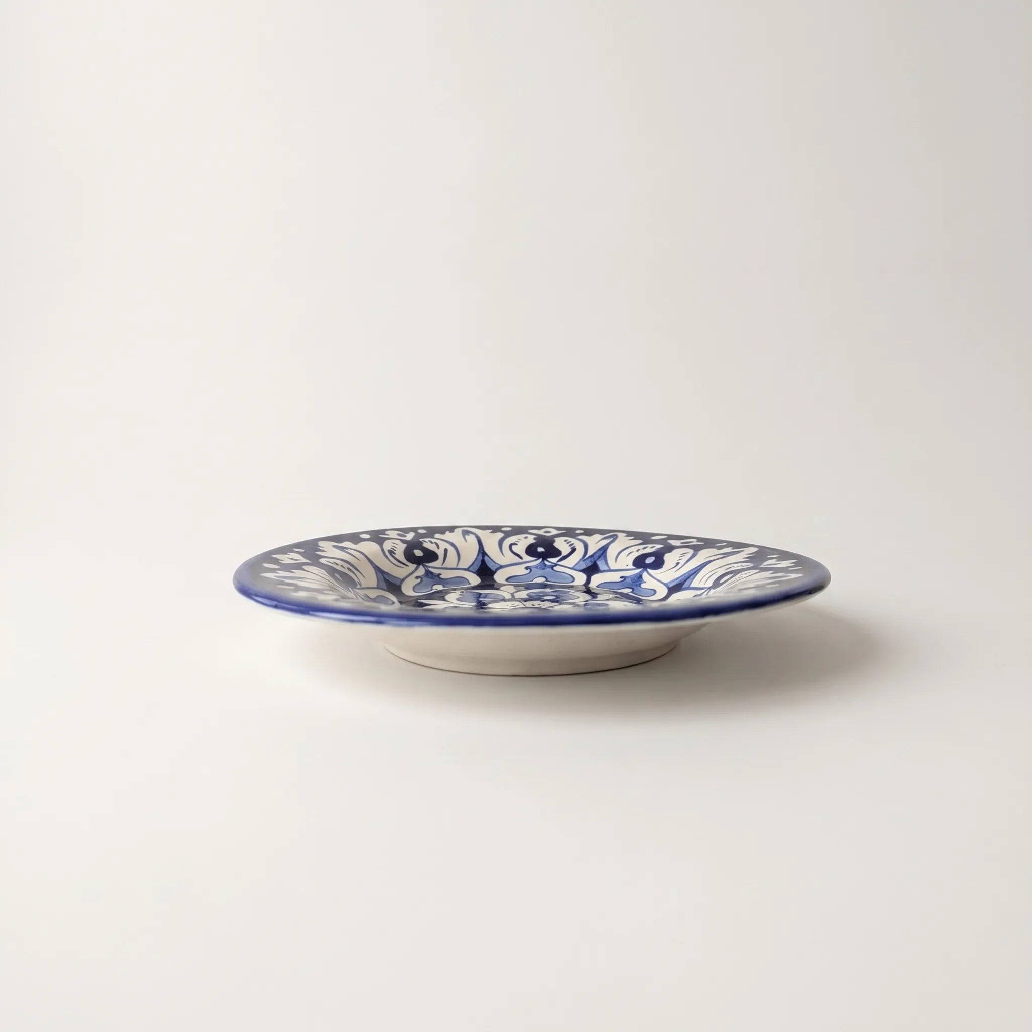Blue Pottery Dinner Plate – Hand-Painted Floral Ceramic Plate Design (8, 9, 10 Inches)
