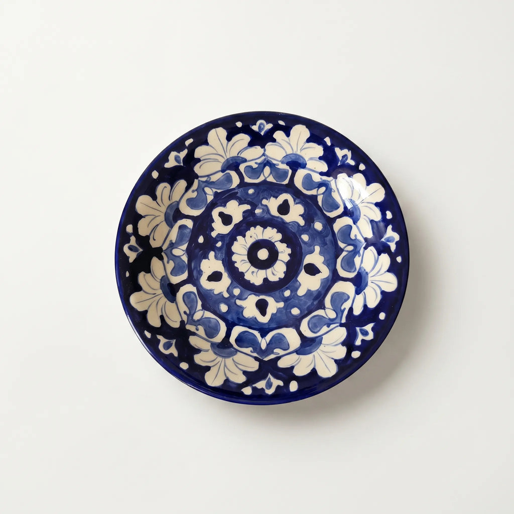 Blue Pottery Dinner Plate – Hand-Painted Floral Ceramic Plate Design (8, 9, 10 Inches)