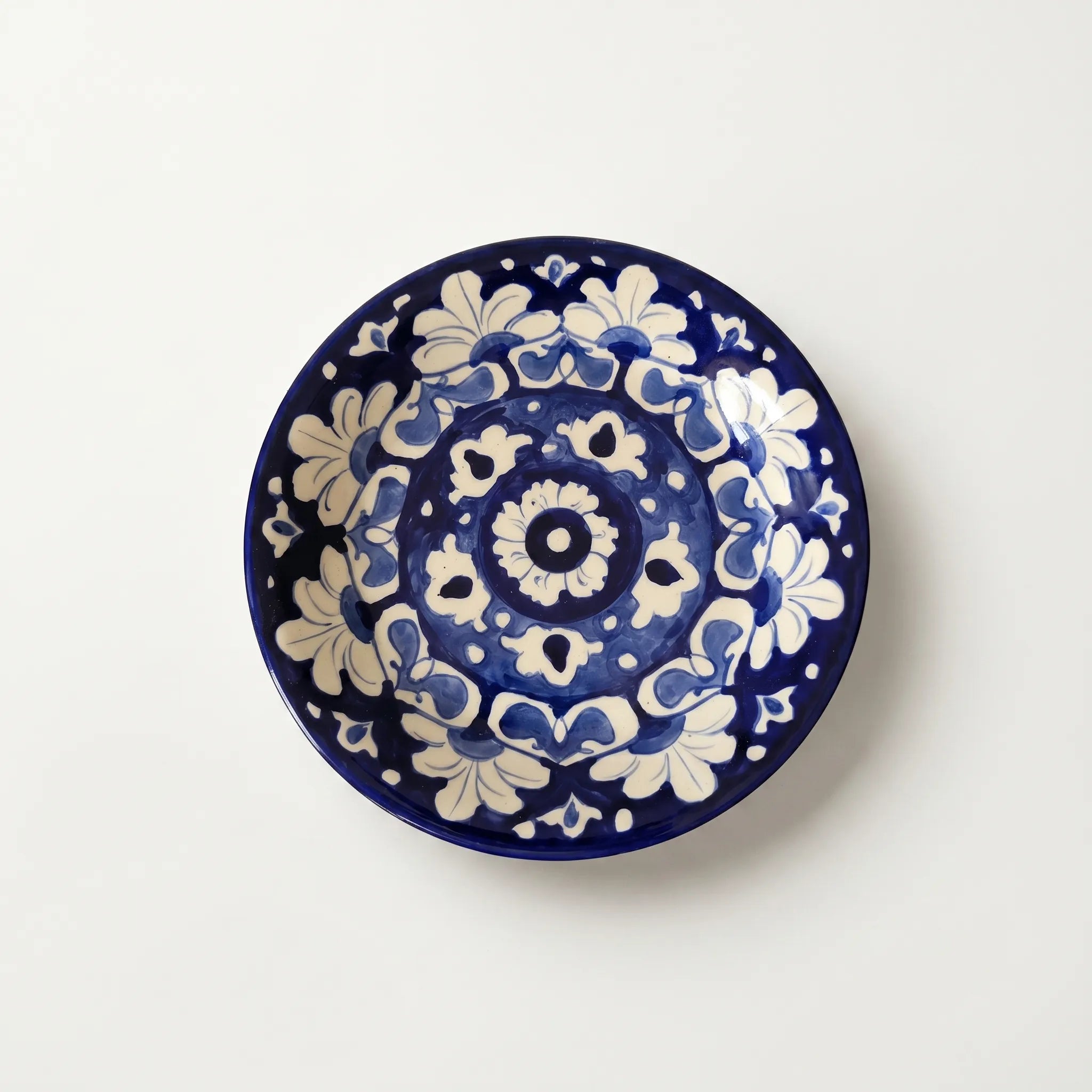 Blue Pottery Dinner Plate – Hand-Painted Floral Ceramic Plate Design (8, 9, 10 Inches)