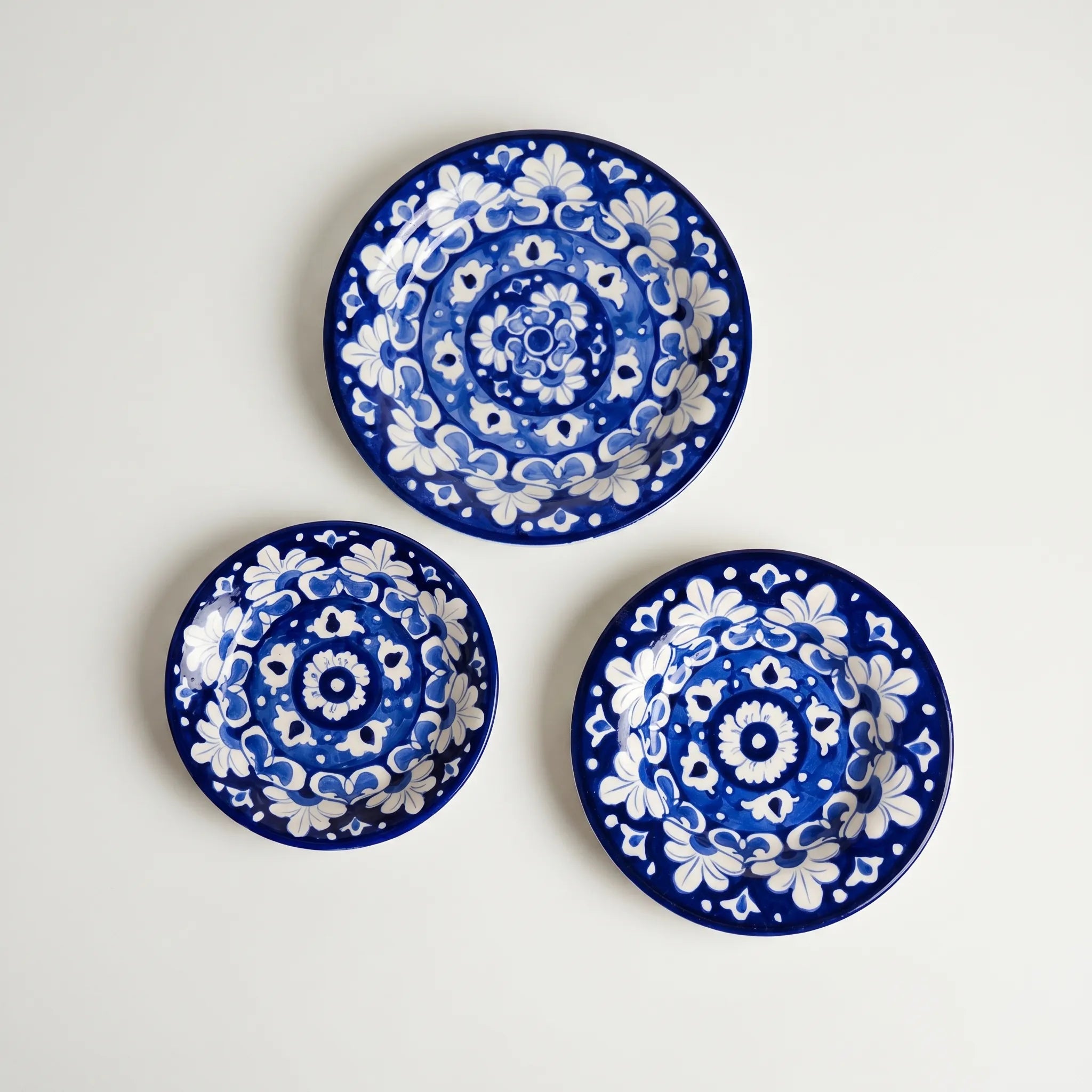 Blue Pottery Dinner Plate – Hand-Painted Floral Ceramic Plate Design (8, 9, 10 Inches)