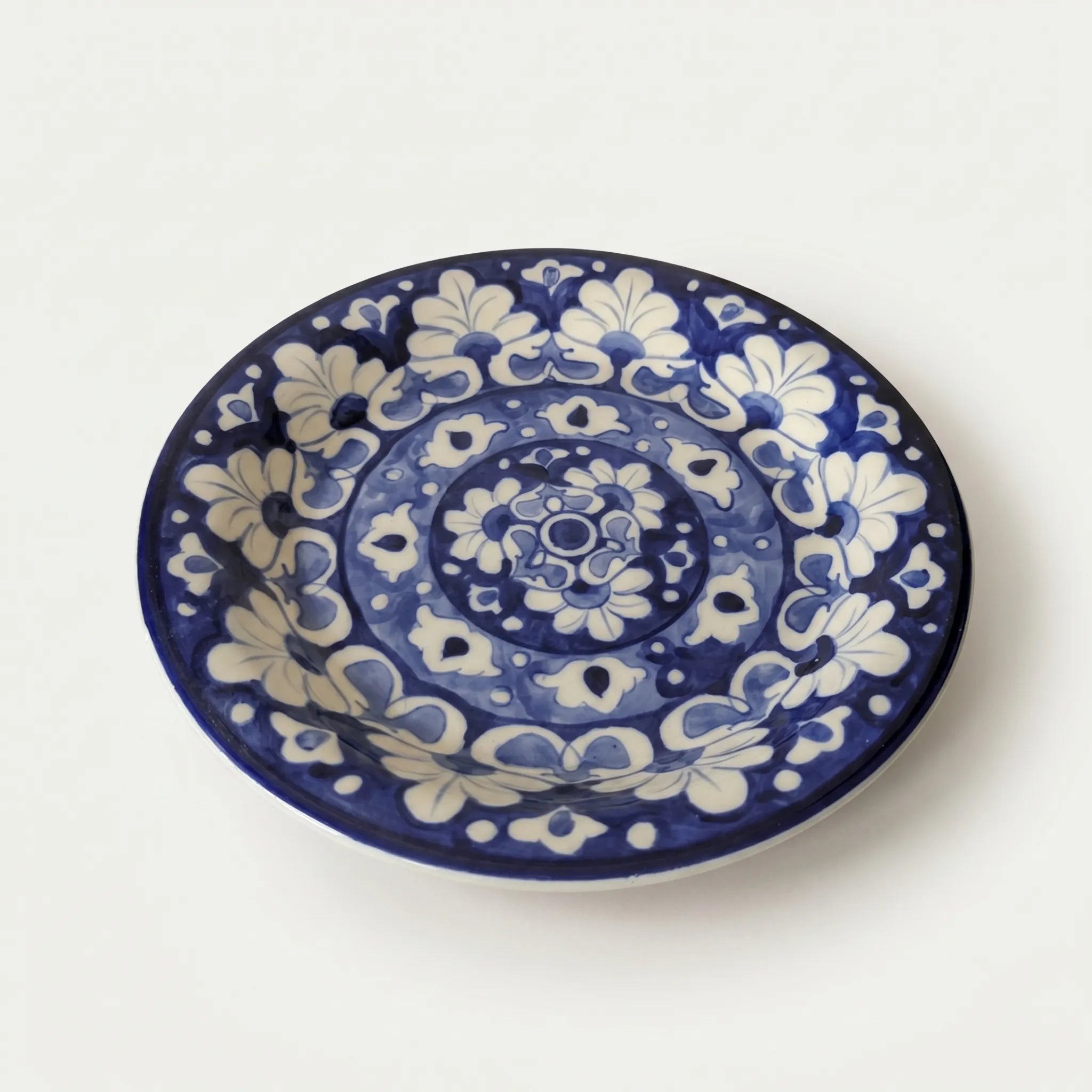 Blue Pottery Dinner Plate – Hand-Painted Floral Ceramic Plate Design (8, 9, 10 Inches)