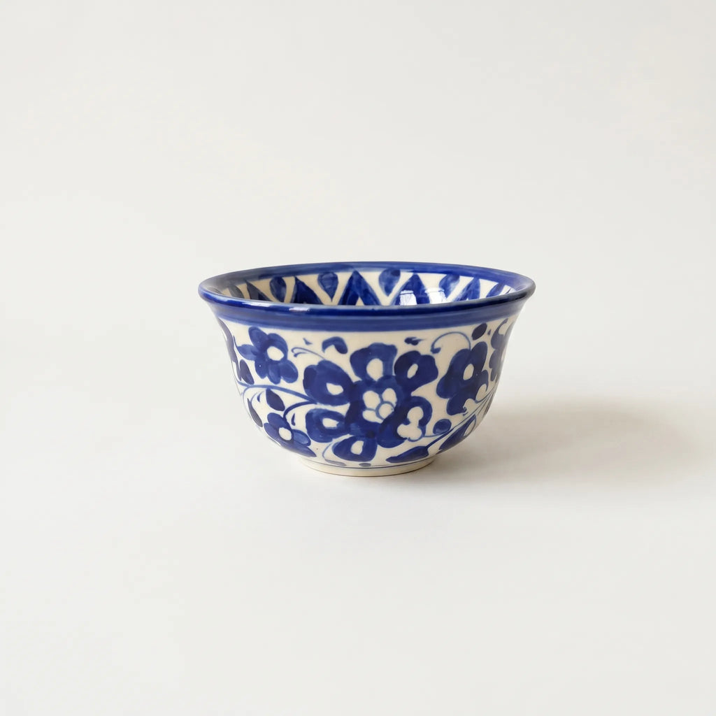 Blue Pottery Dessert Bowls Set of 6 – 5-inch-wide Ceramic Sweet Bowls