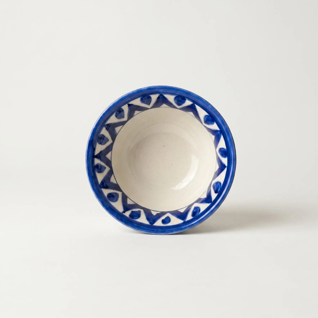 Blue Pottery Dessert Bowls Set of 6 – 5-inch-wide Ceramic Sweet Bowls