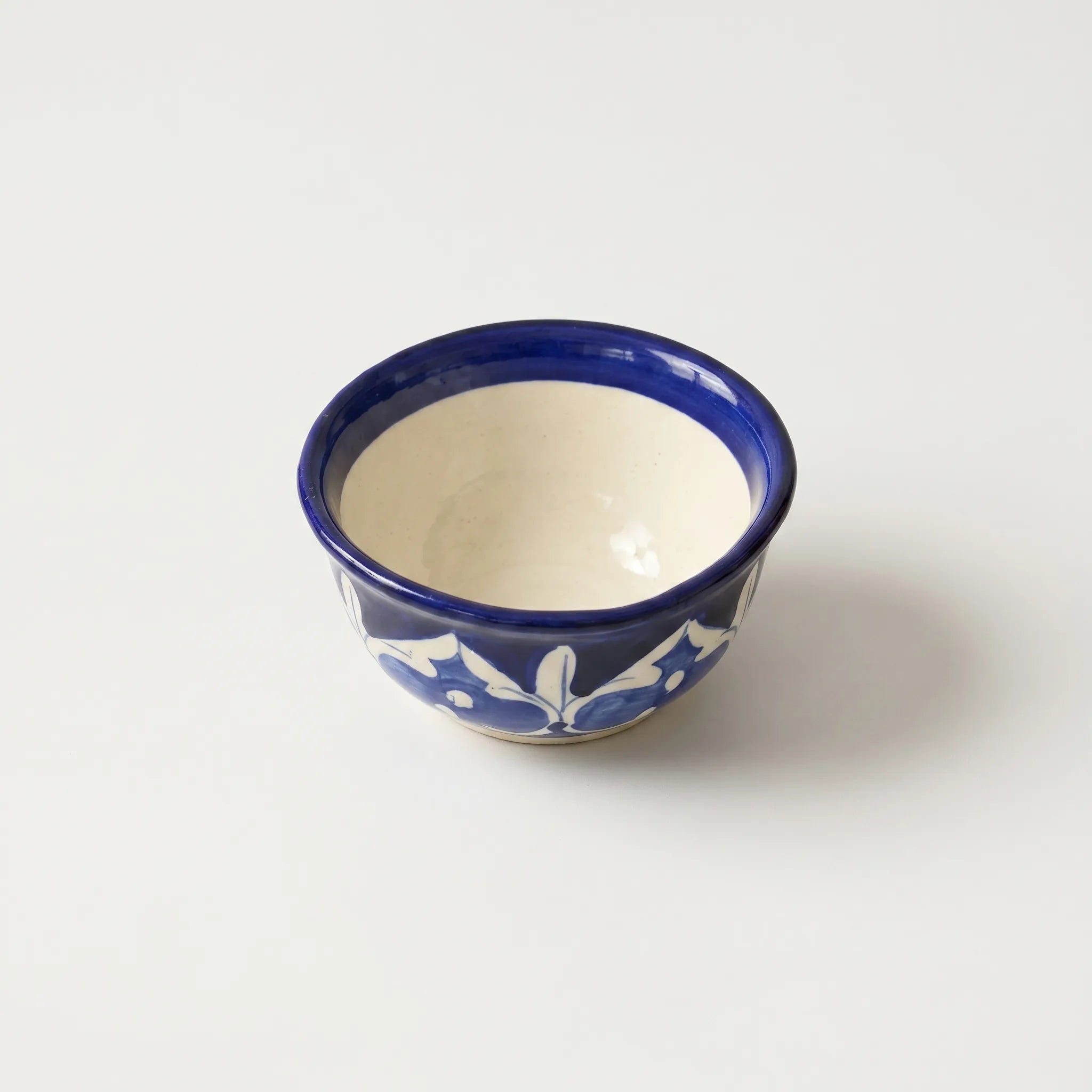 Blue Pottery Dessert Bowls Set of 6 – 5-inch-wide Ceramic Sweet Bowls Floral Design