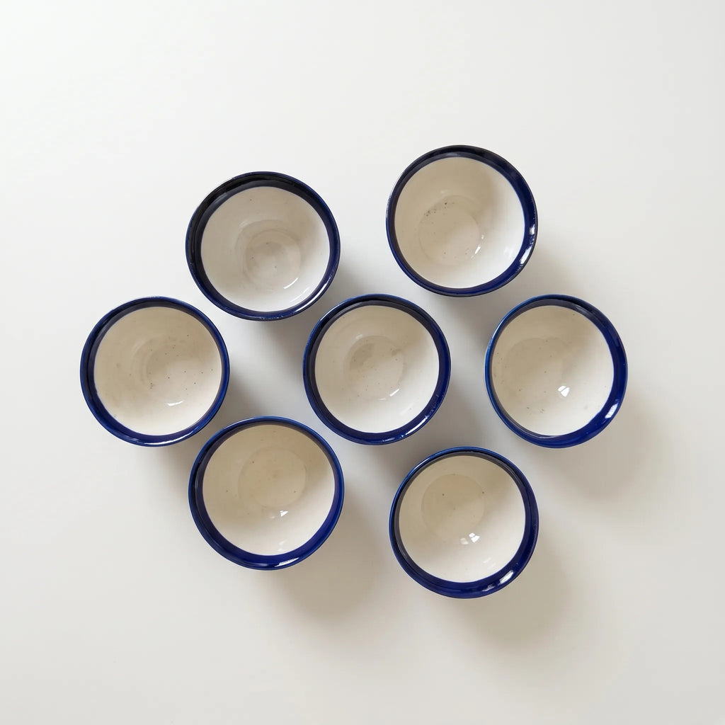 Blue Pottery Dessert Bowls Set of 6 – 5 Inch wide Ceramic Sweet Bowls (Multani)