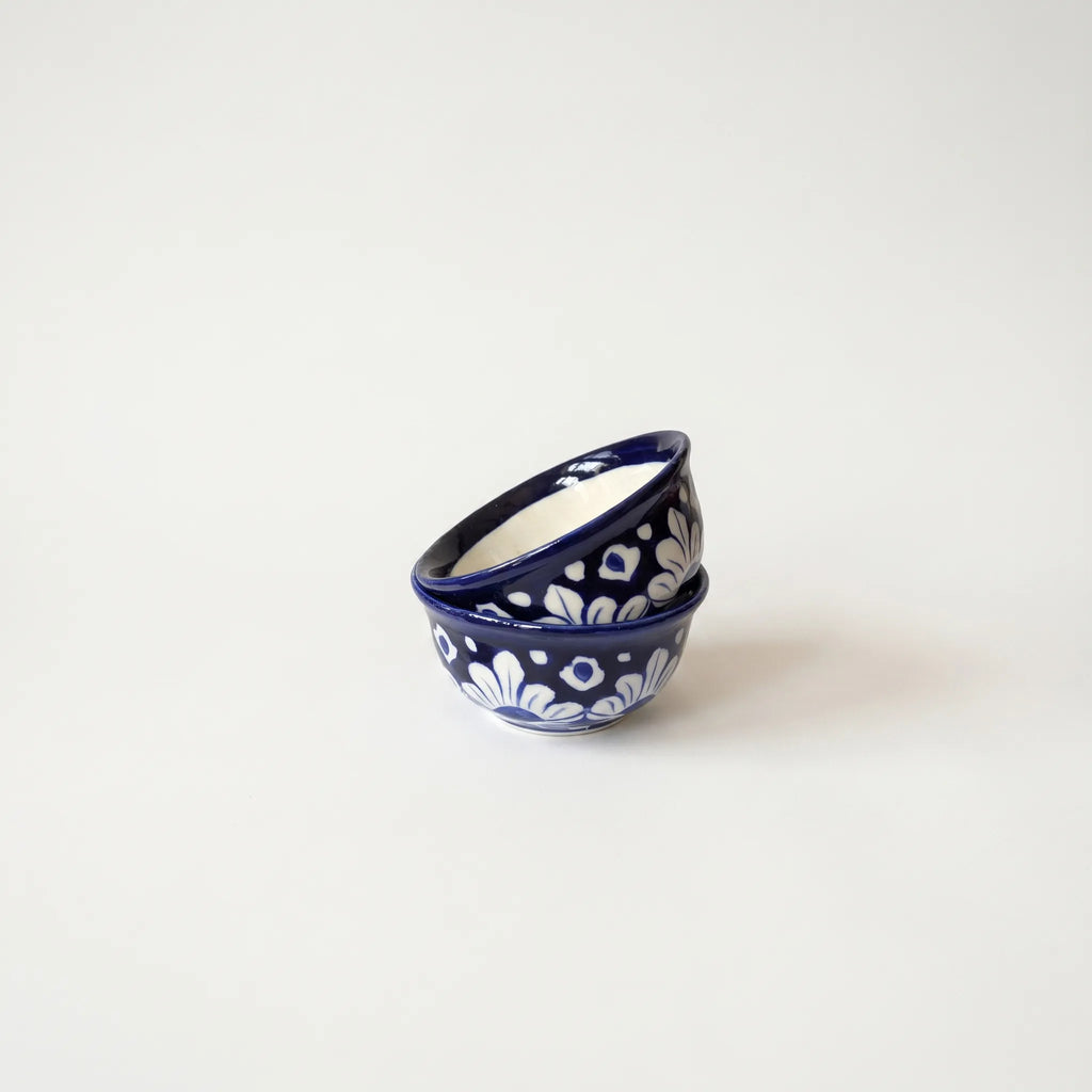 Blue Pottery Dessert Bowls Set of 6 – 5 Inch wide Ceramic Sweet Bowls (Multani)