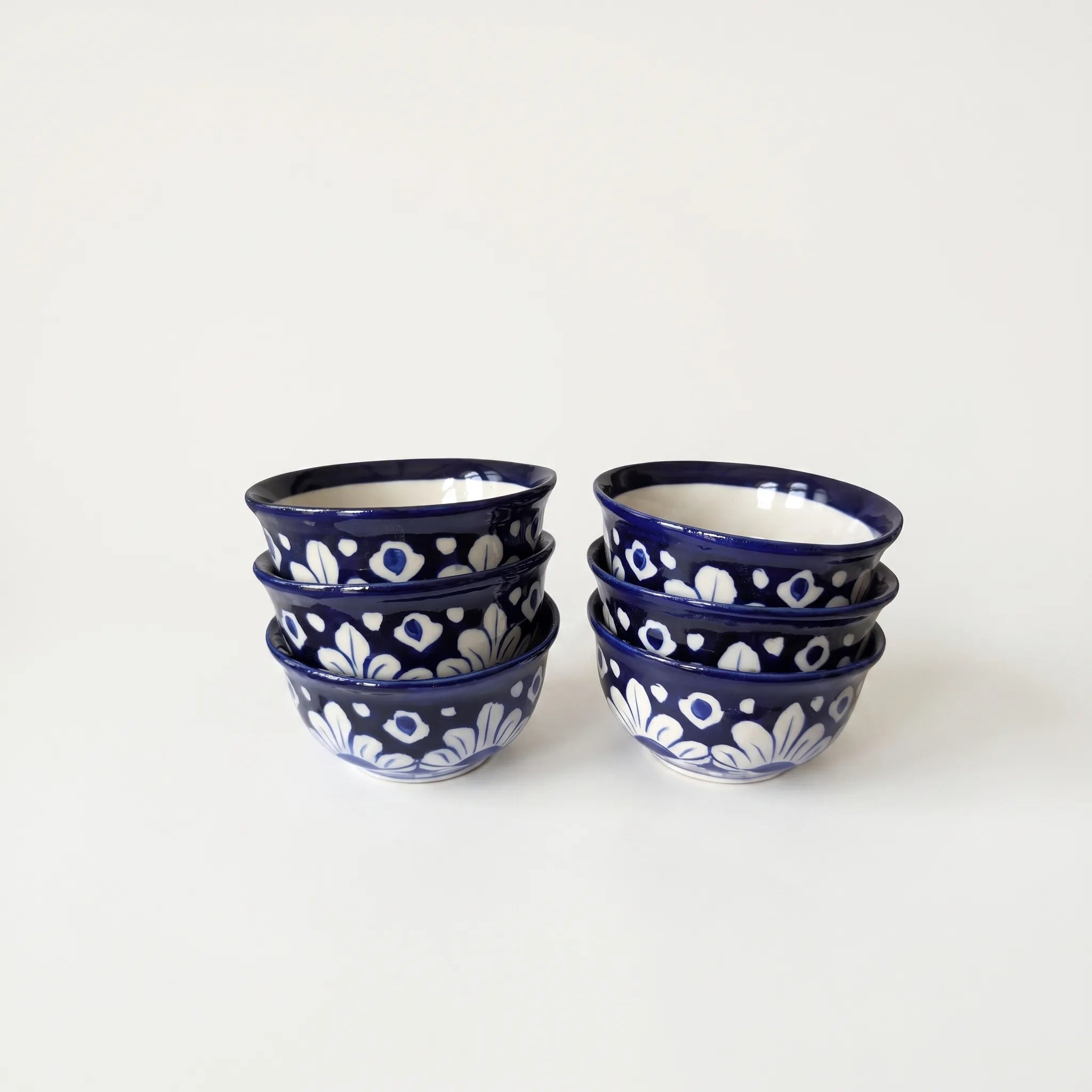 Blue Pottery Dessert Bowls Set of 6 – 5 Inch wide Ceramic Sweet Bowls (Multani)