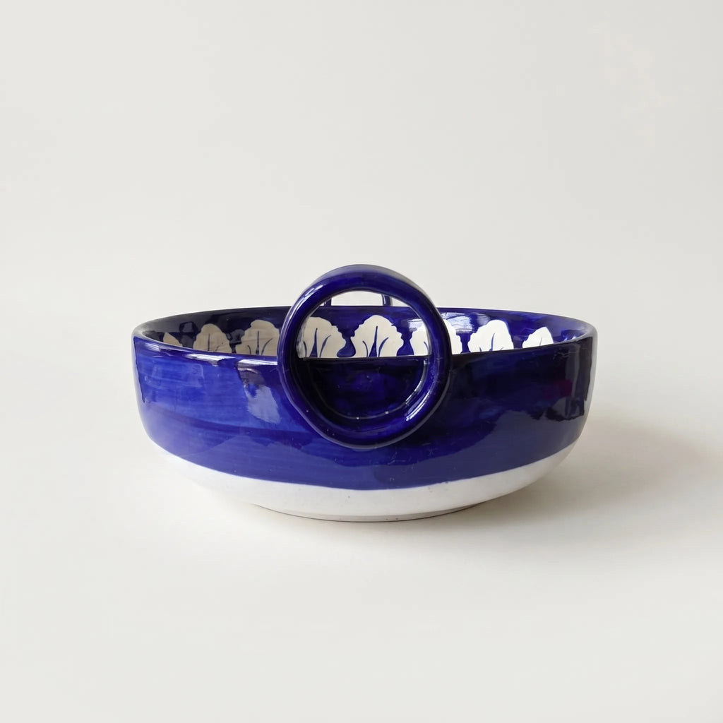 Blue Pottery Serving Bowl – 9” Ceramic Karahi Style Bowl (Multani)