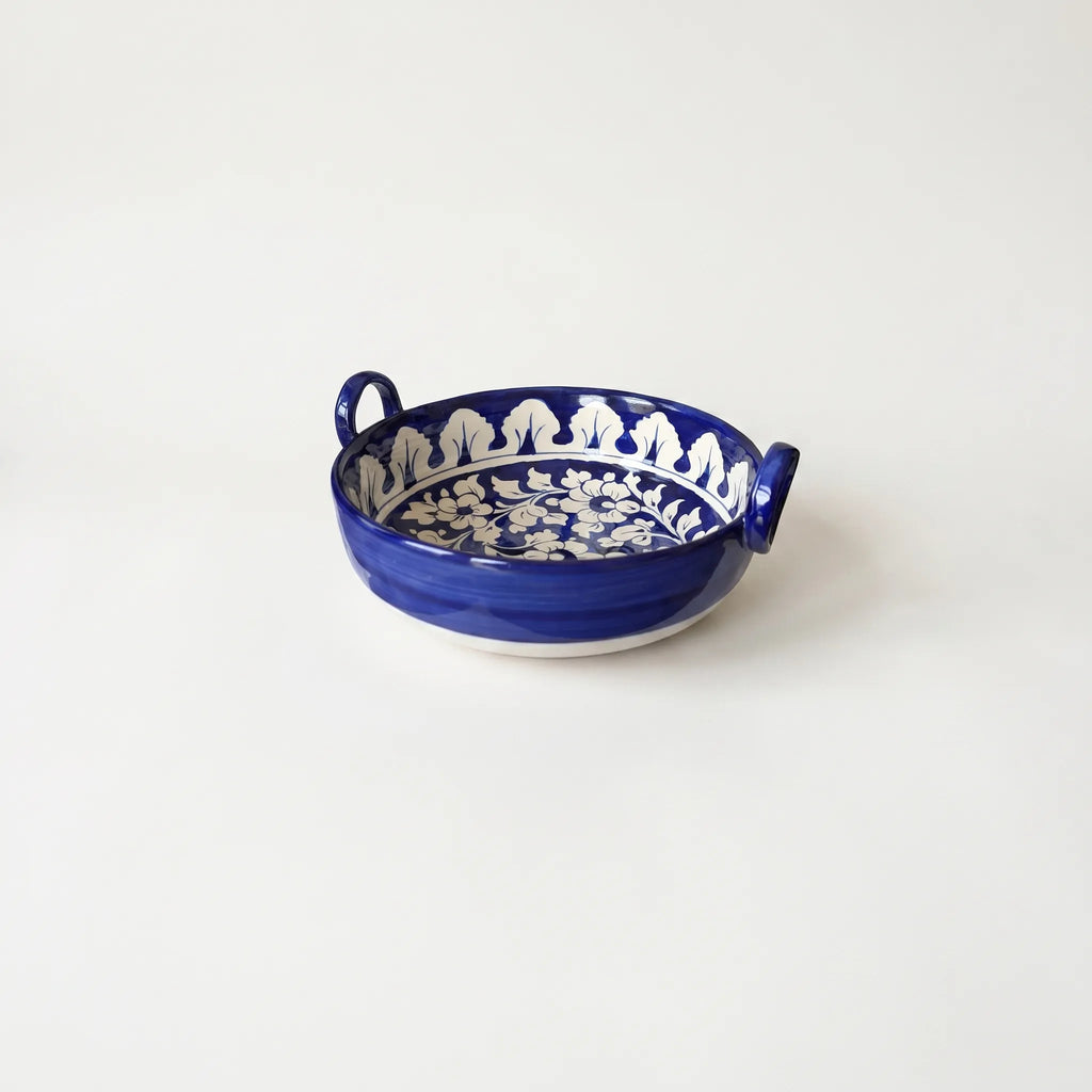 Blue Pottery Serving Bowl – 9” Ceramic Karahi Style Bowl (Multani)
