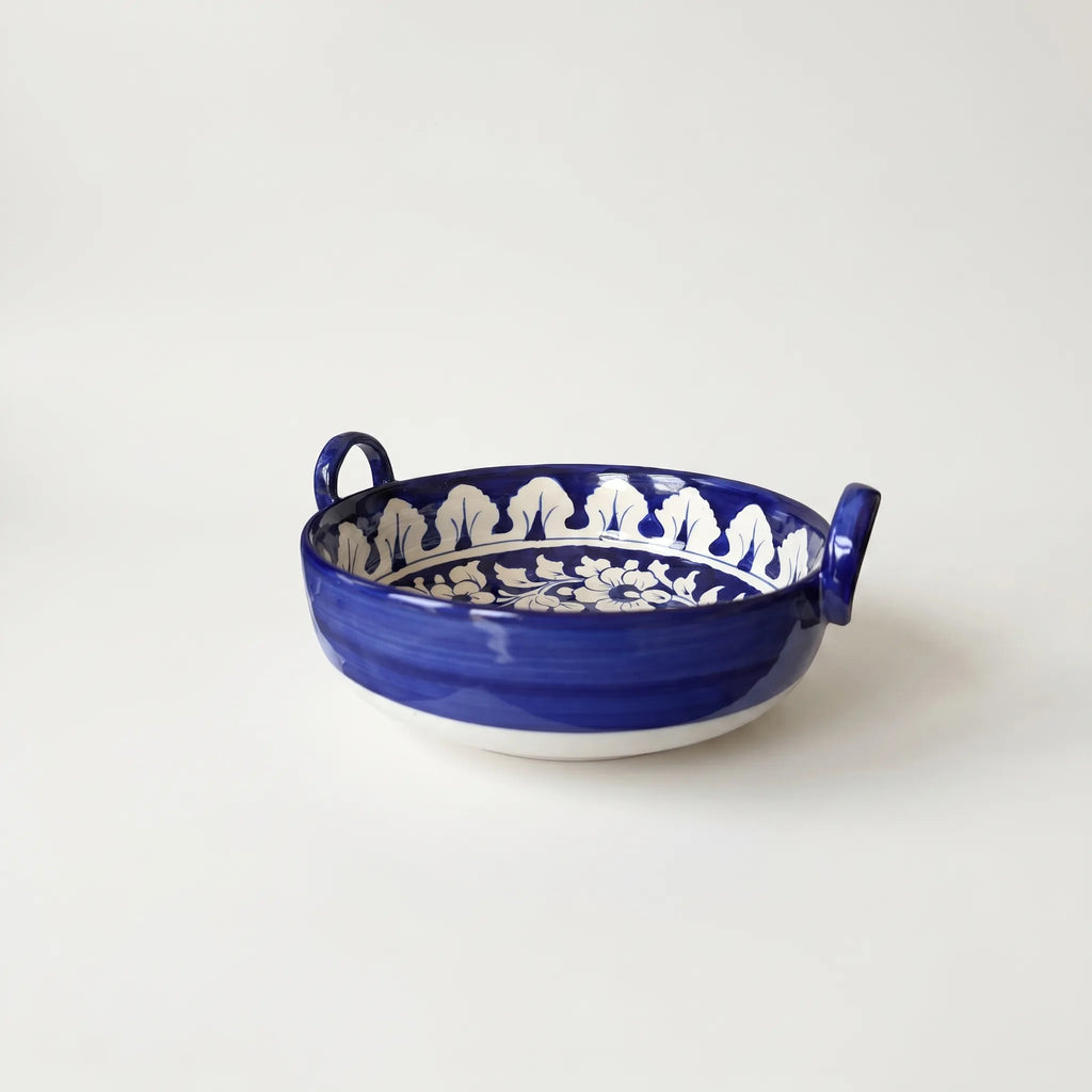 Blue Pottery Serving Bowl – 9” Ceramic Karahi Style Bowl (Multani)