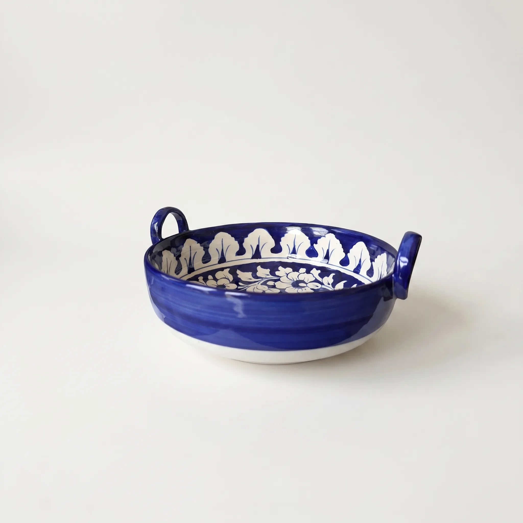 Blue Pottery Serving Bowl – 9” Ceramic Karahi Style Bowl (Multani)