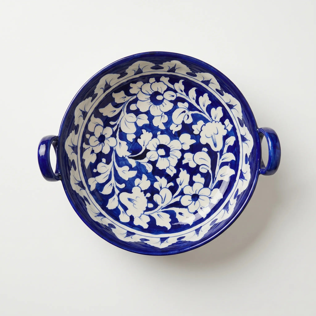 Blue Pottery Serving Bowl – 9” Ceramic Karahi Style Bowl (Multani)