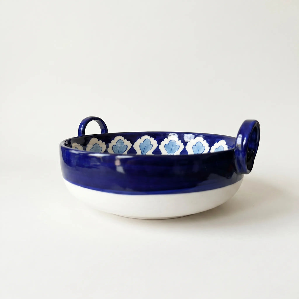Multani Blue Pottery Serving Bowl – 9” Ceramic Karahi Style Bowl