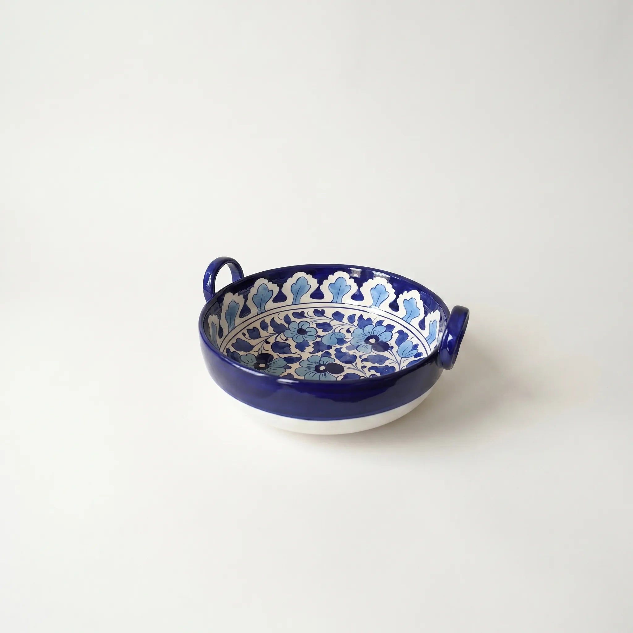 Multani Blue Pottery Serving Bowl – 9” Ceramic Karahi Style Bowl