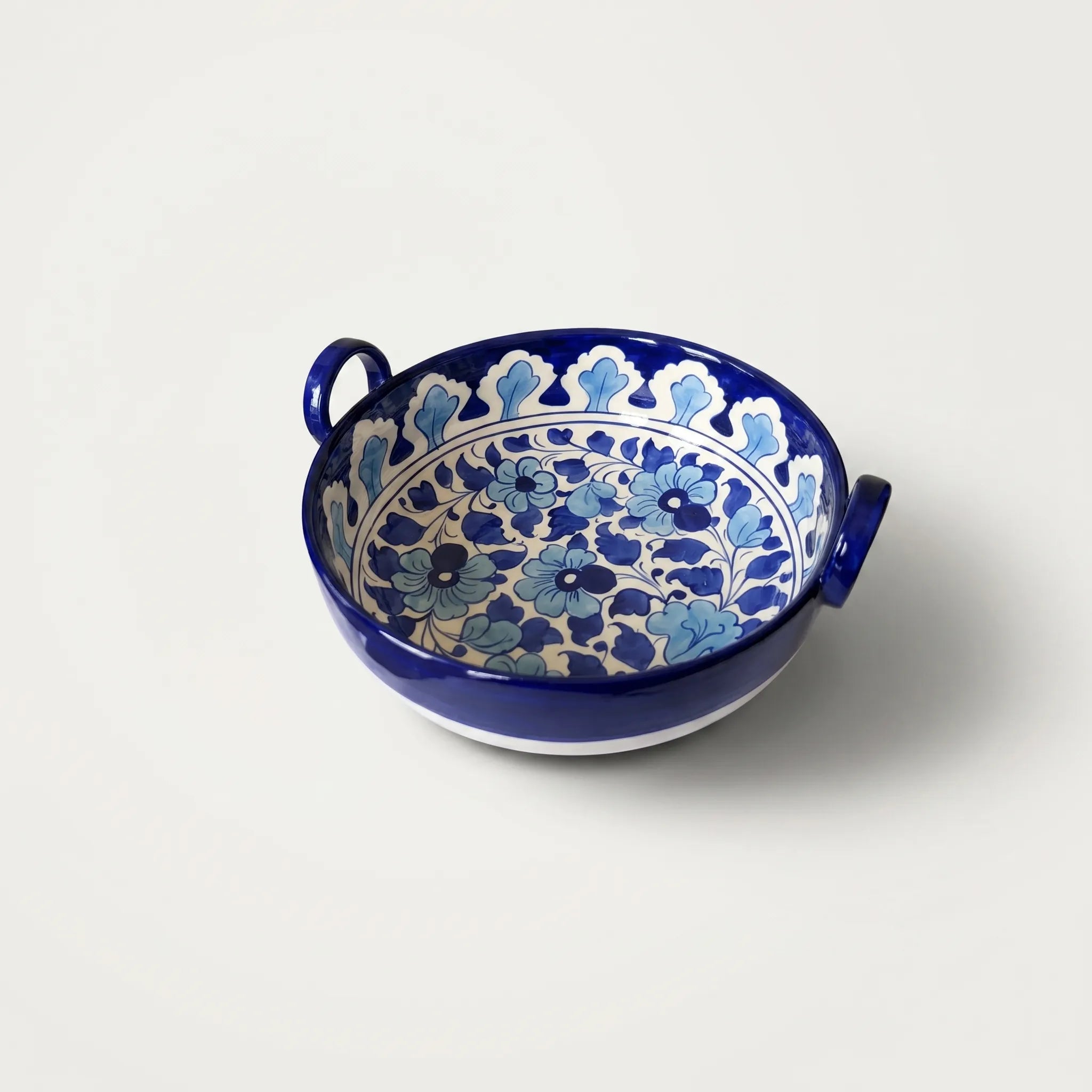 Multani Blue Pottery Serving Bowl – 9” Ceramic Karahi Style Bowl
