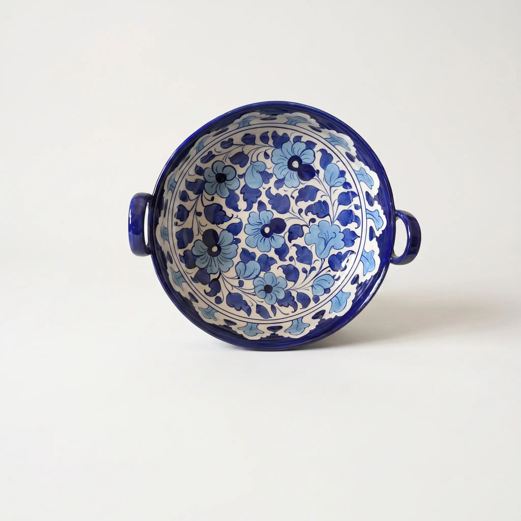 Multani Blue Pottery Serving Bowl – 9” Ceramic Karahi Style Bowl