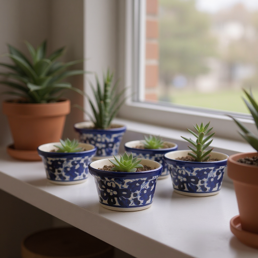 2.5″ Mini Indoor Planter – Blue Petal Pattern