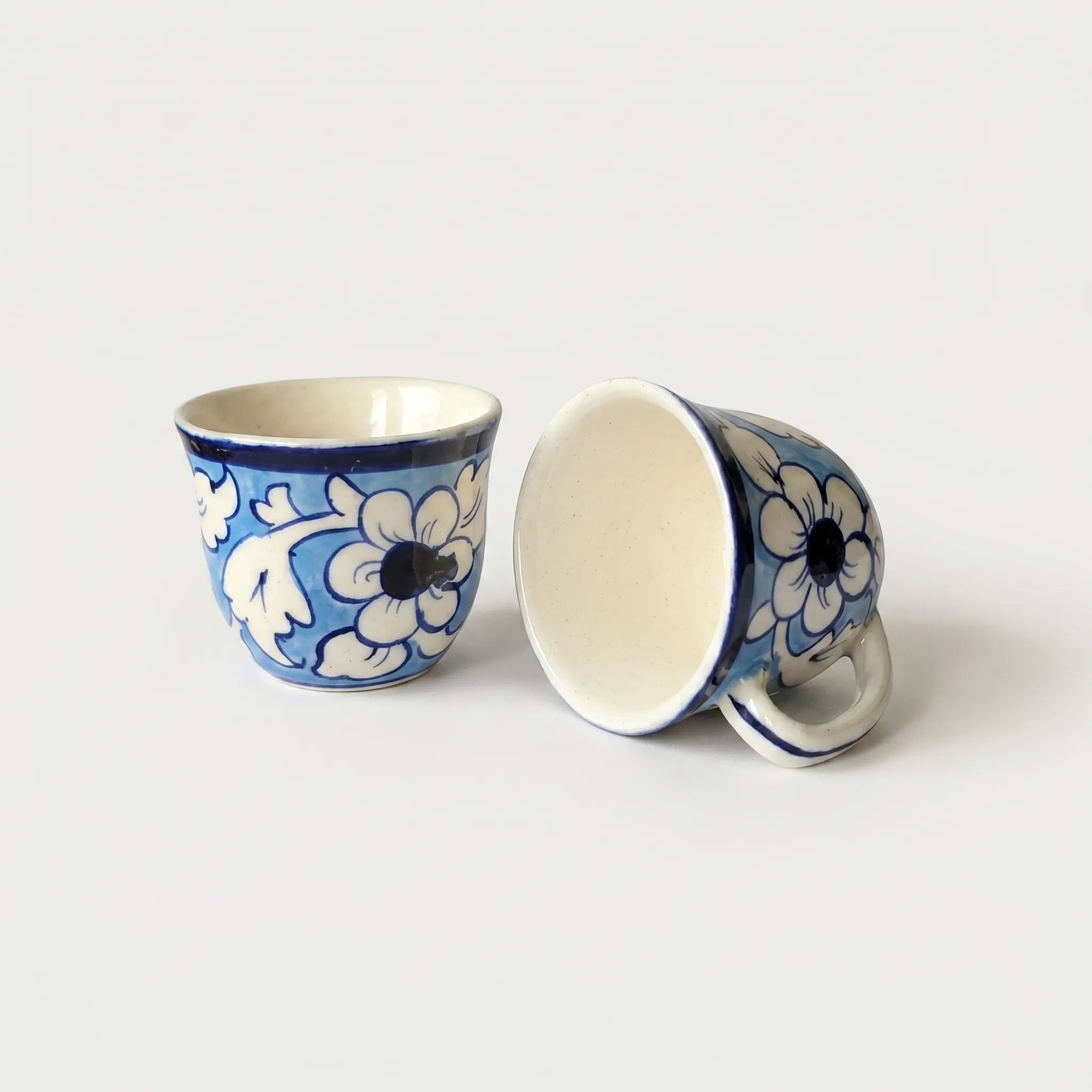 Blue Pottery Kehwa Set - 6 Cups & 1 Teapot - 7 Pieces