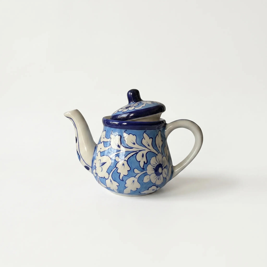 Blue Pottery Kehwa Set - 6 Cups & 1 Teapot - 7 Pieces